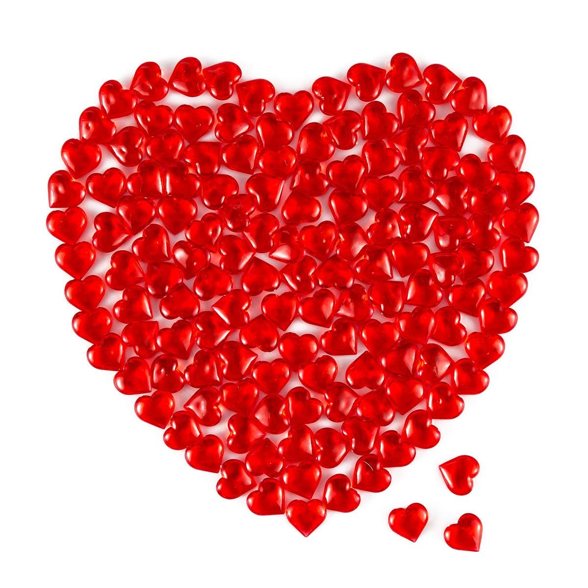 Red Acrylic Heart Translucent Hearts Shaped Crystals Gems for Table Scatter, Valentine's Day, Wedding, Artwork, Birthday Party Decoration, Favor Vase Filler (150 Pieces) (Red)