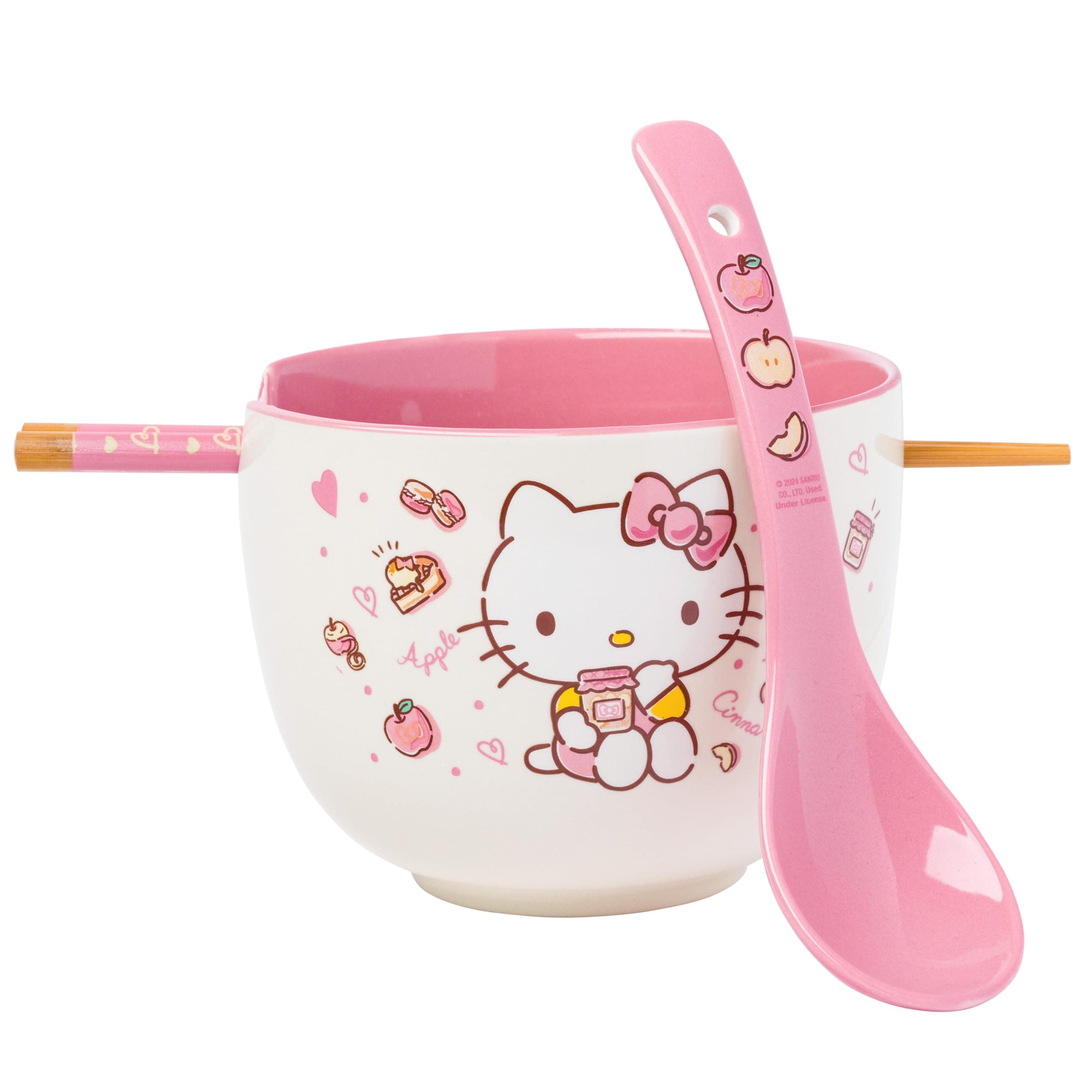 Sanrio Hello Kitty Ramen Bowl and Chopsticks Set, Apples and Cinnamon, 20 oz