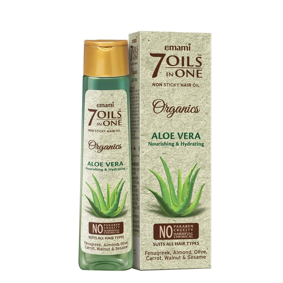 Emami 7-in-1 Hair Oil | with Aloe Vera | Hydrating & Nourishing Oil | Improves Hair Health | Reduces Split Ends | Provides Soft & Shiny Hairs | 6.76 Fl Oz/200ml