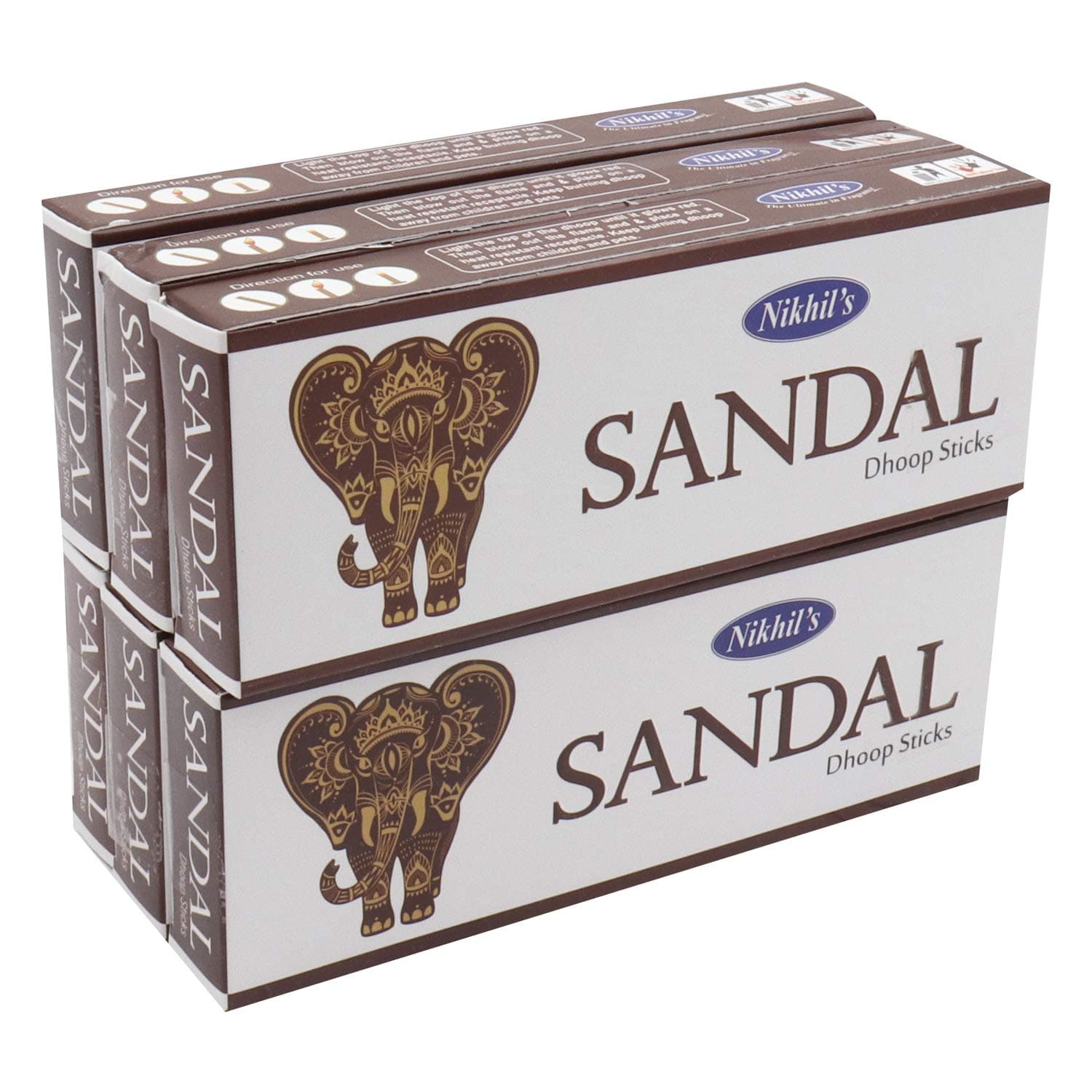 Sandal Dhoop Sticks - Pack of 6 (Each Contains 20 Dhoop Stick, Total 120 Dhoop Stick and 6 Holder)