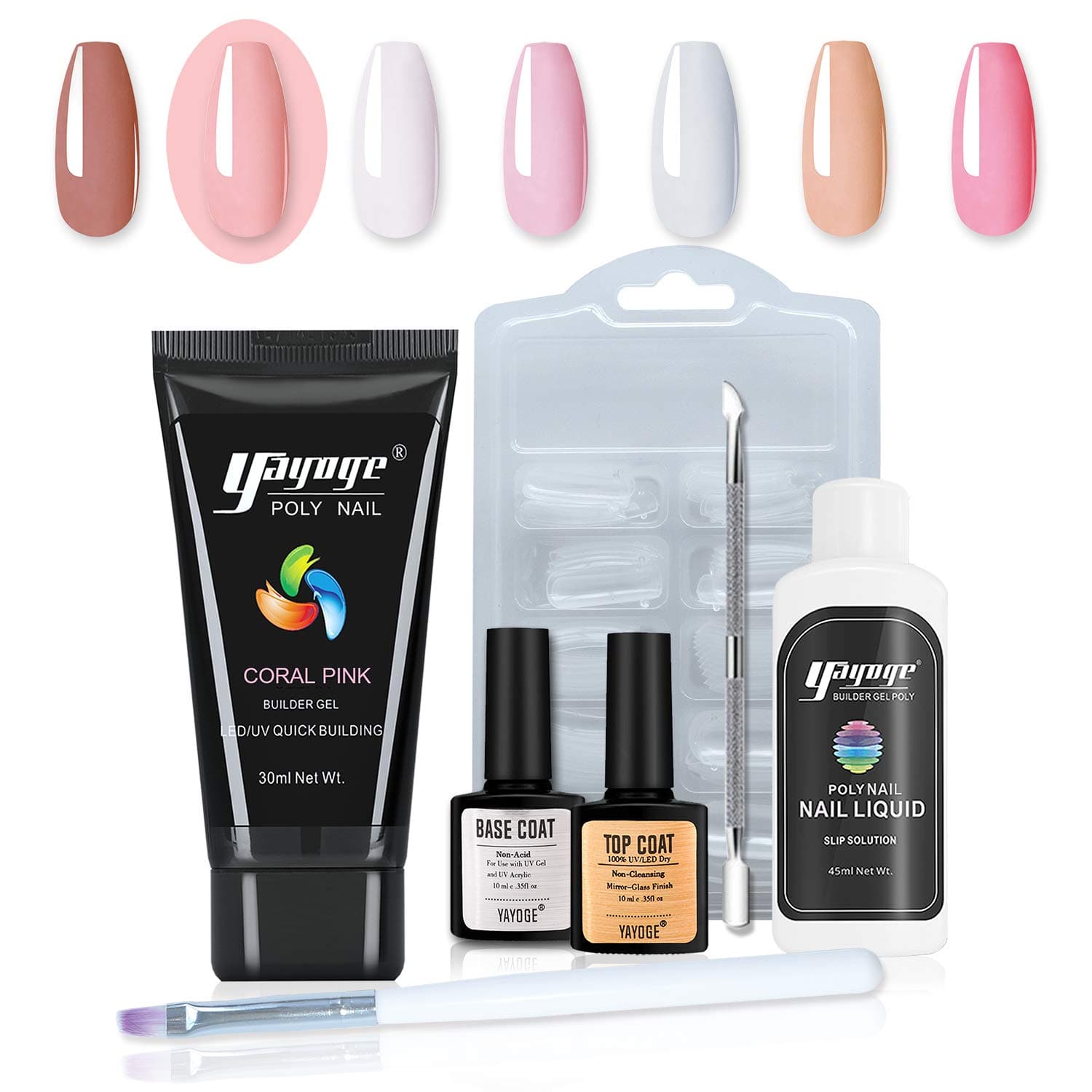 yayoge Nail Builder Gel Kit, 30ml, Coral Pink