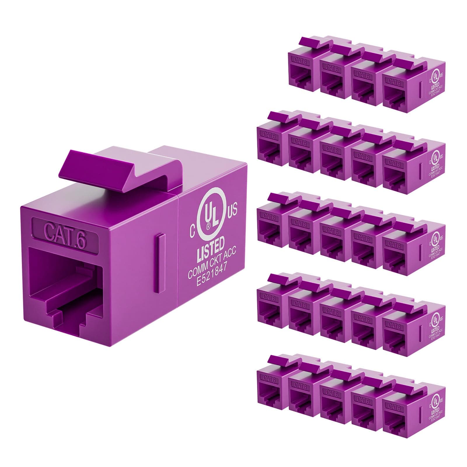 - VCE UL-Listed CAT6 Keystone Coupler 25-Pack, Ethernet Coupler Female to Female, RJ45 Coupler for CAT6/CAT5e/CAT5, Keystone Jack, Purple