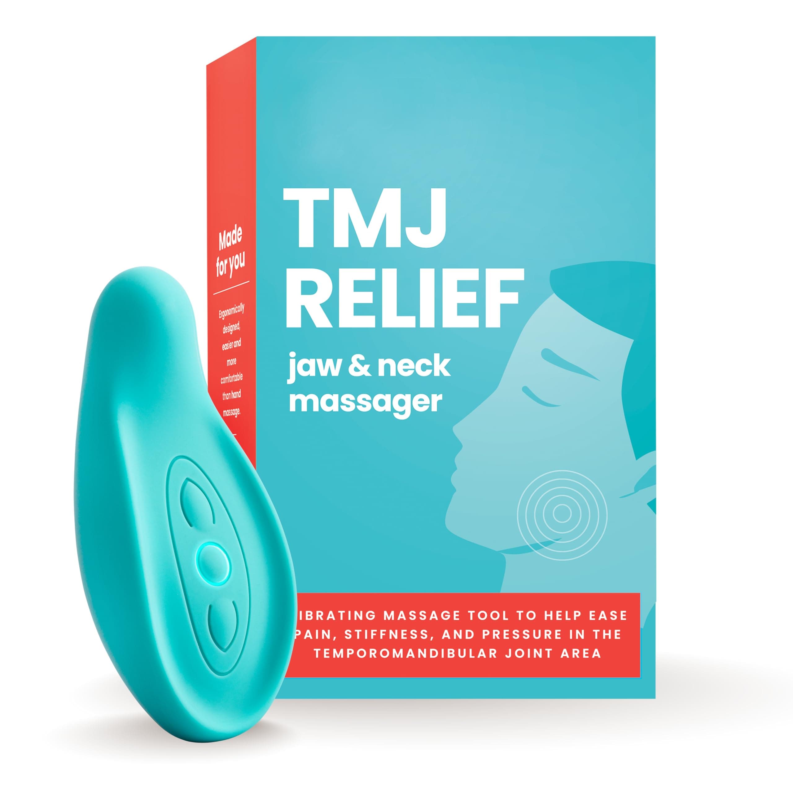 TMJ Relief - Calming Vibration for Pain Relief - Soothe Tension in Neck, Jaw, and Face - Best Ergonomic Massage Tools for Facial & Tooth Pain - Waterproof, Soft Silicone Design for Men & Women