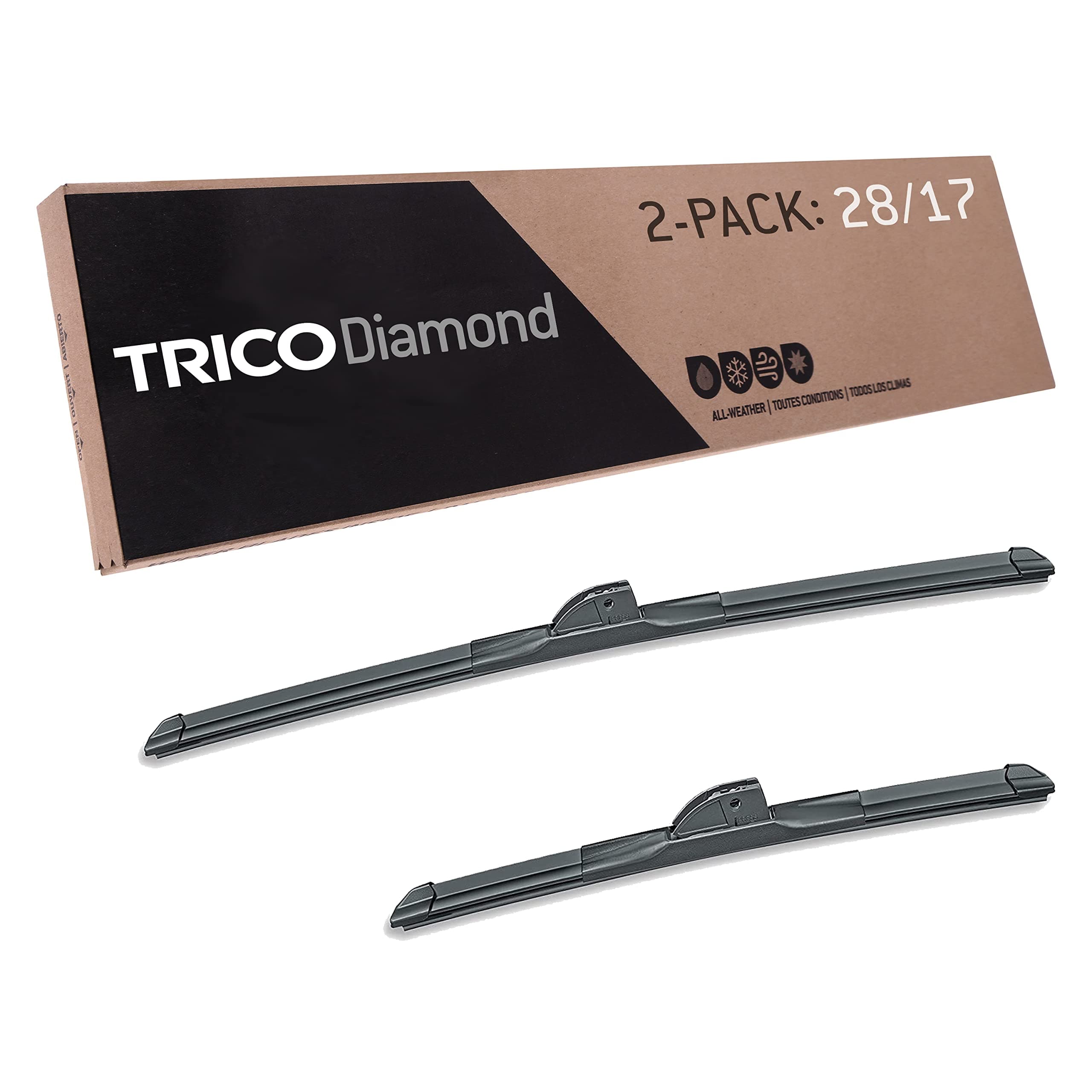 TRICO Diamond 28" + 17" Premium Automotive Replacement Windshield Wiper Blades (Set of 2), Passenger and Driver Side All-Weather Beam Wiper Blades for Select Vehicle Models