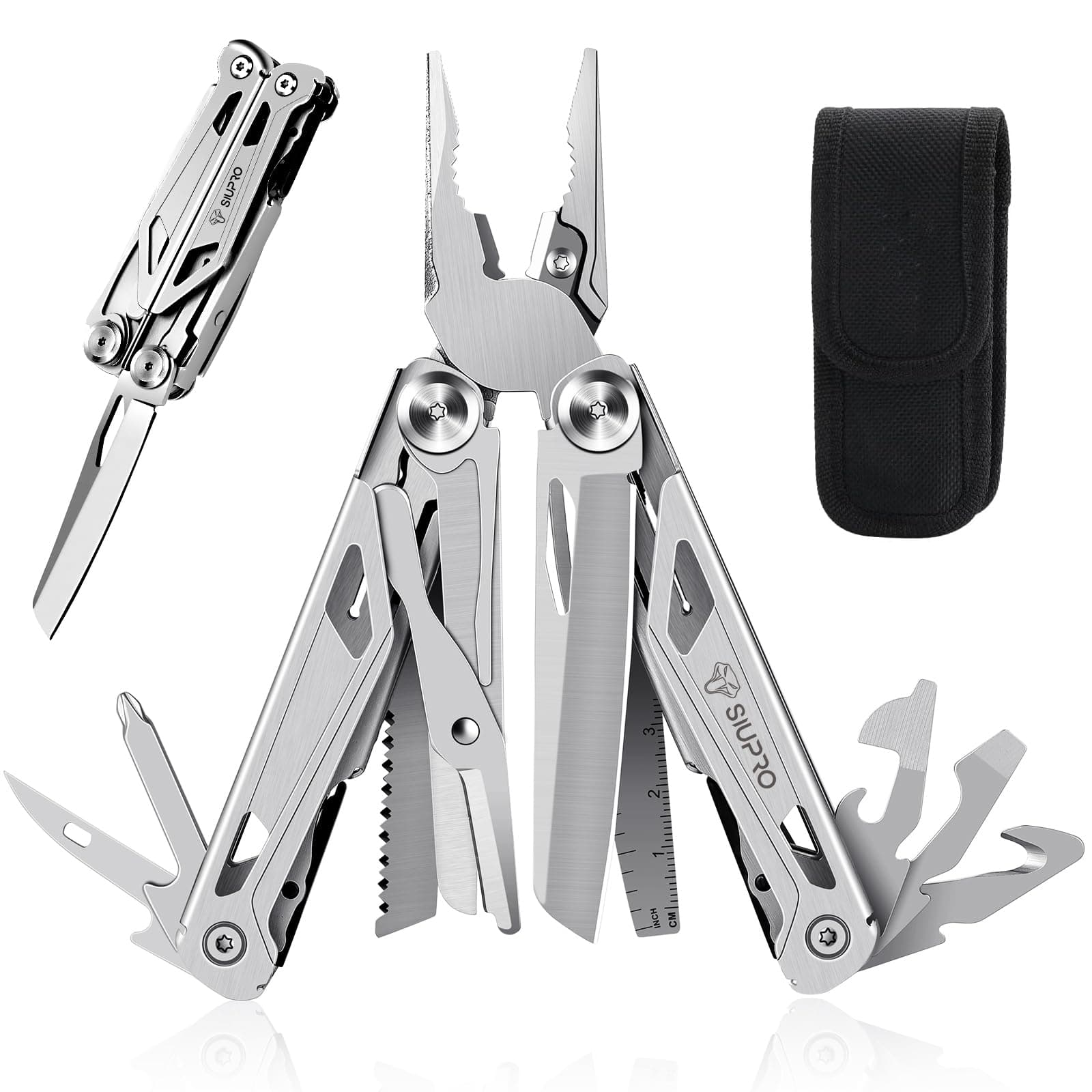 Multitool Pocket Knife for Men, Tactical Multi Tool With Scissors, Saw, Survival Folding Pliers with Replaceable Wire Cutters for Camping, Christmas Gifts Ideas, SD-10