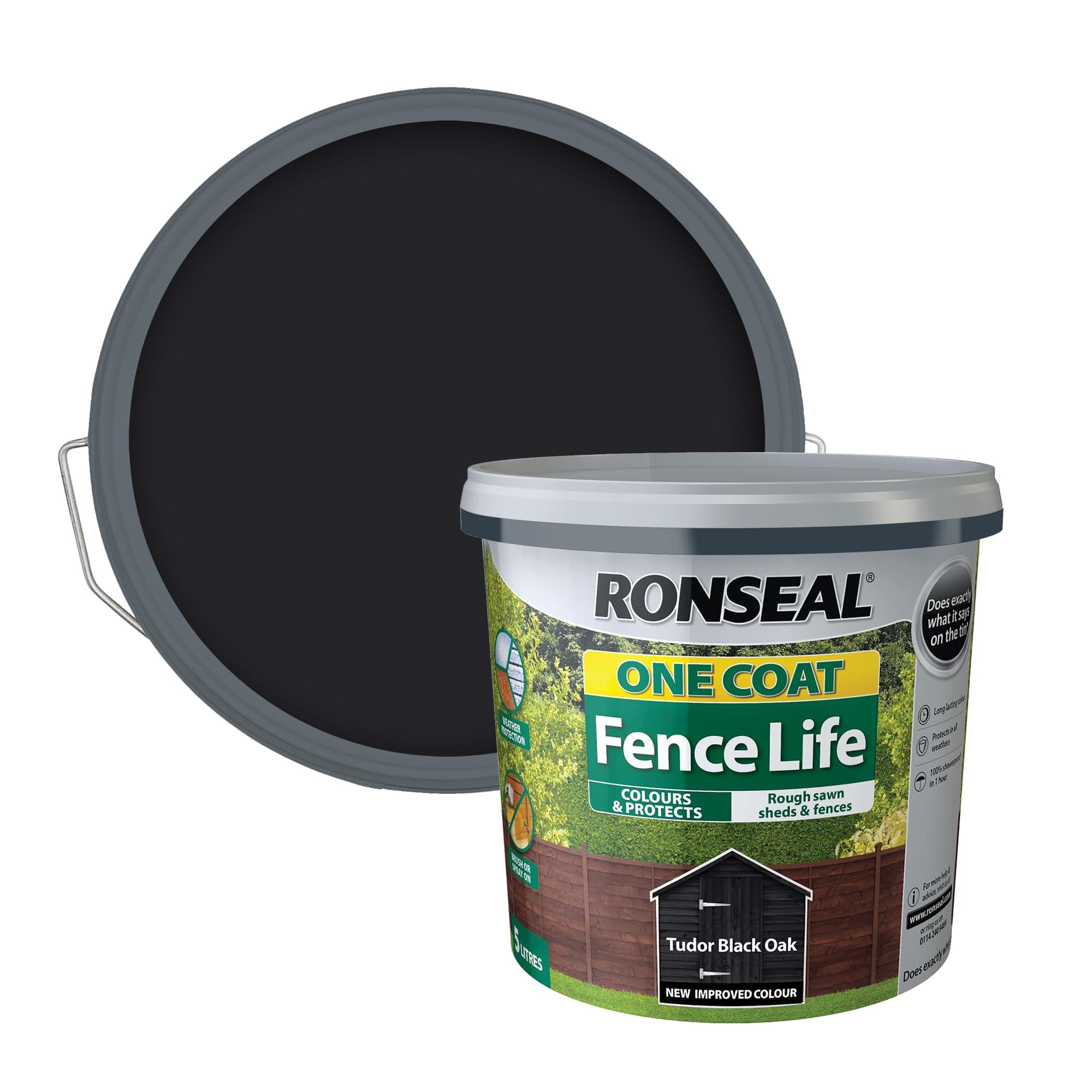 One Coat Fence Life Tudor Black Oak, 5 Litre