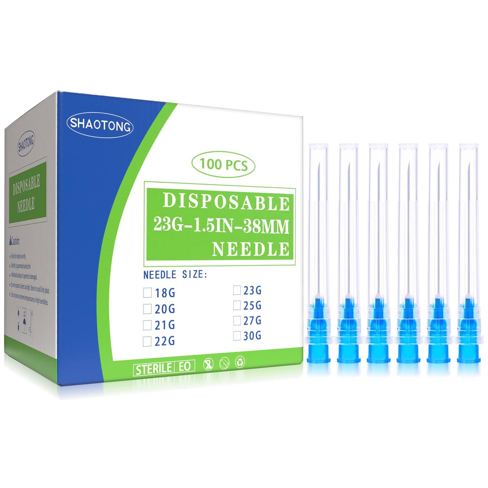 SHAOTONG 23 Gauge 1.5 Inch Luer Lock Accessories Disposable Lab Supplies, Pack of 100