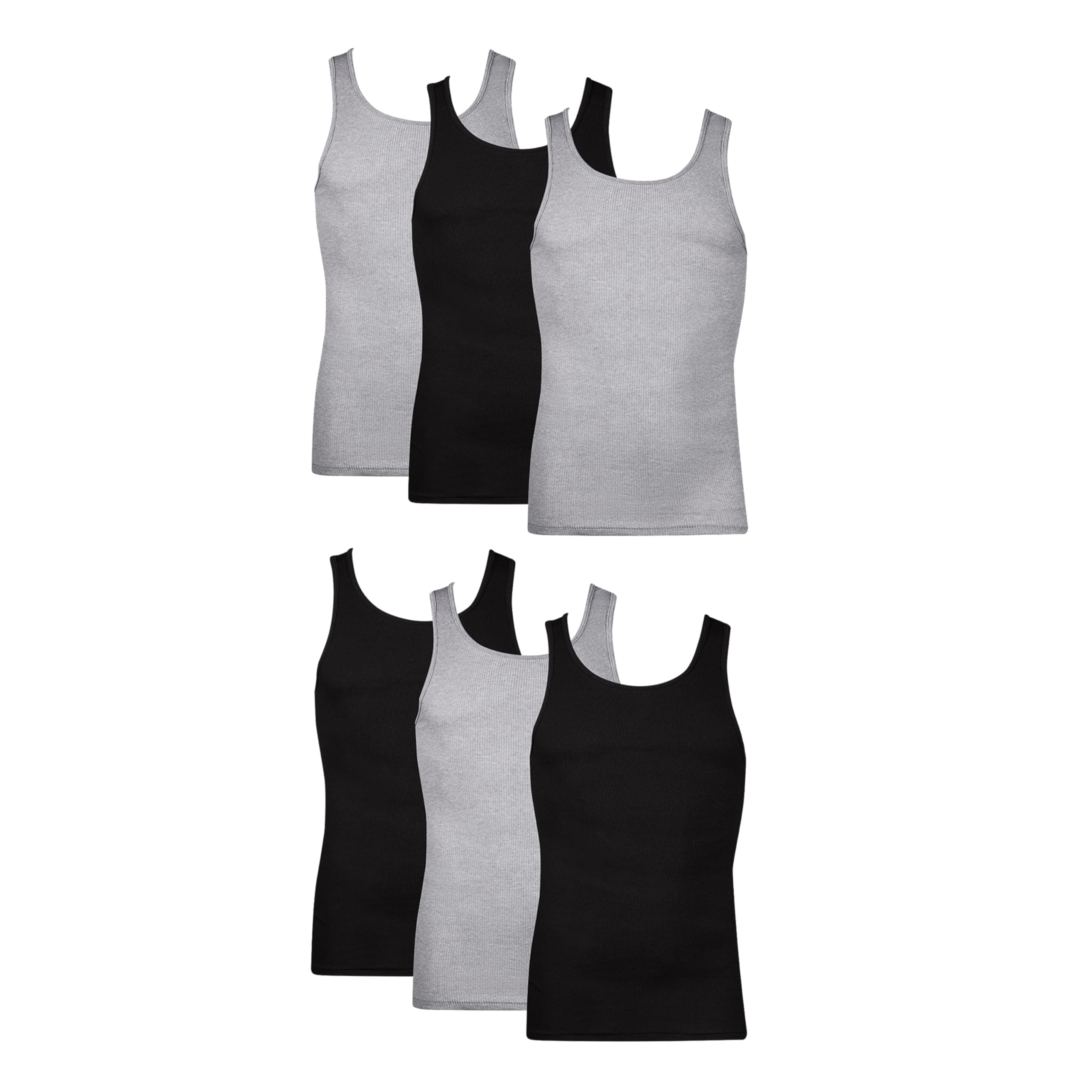 Men's Tank Undershirt Pack, Cotton Tank Undershirt, Moisture-Wicking, Breathable, White or Grey/Black, Multi-Pack