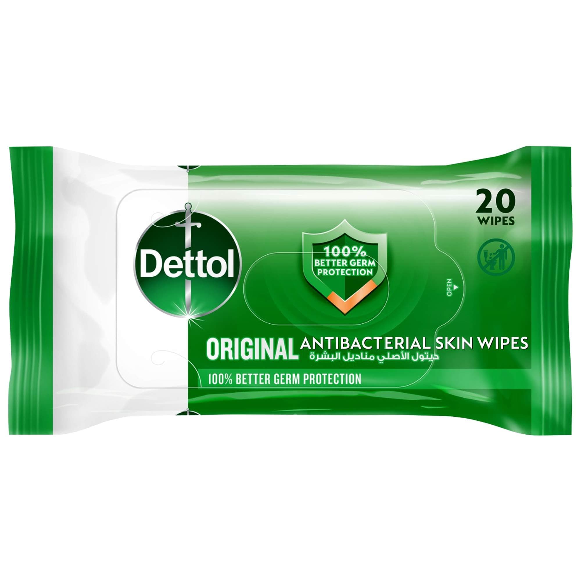Original Antibacterial Skin Wipes, Pack of 20 Wipes