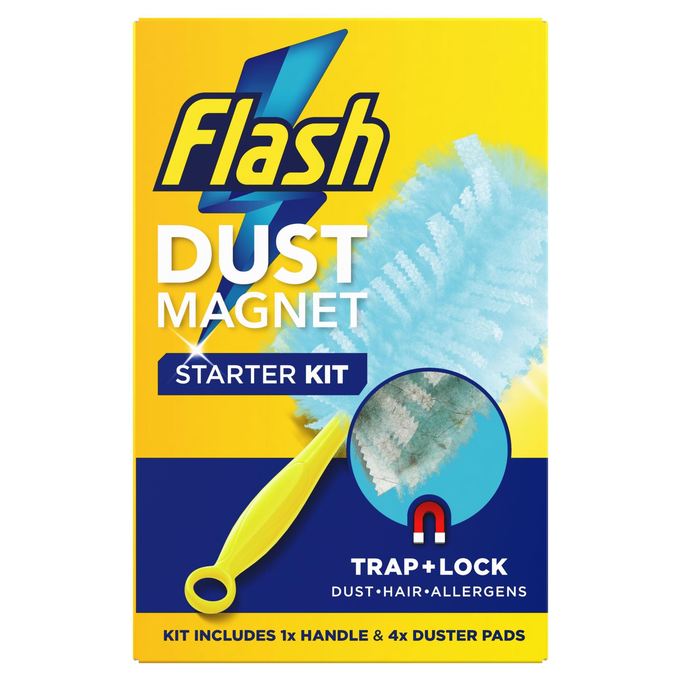 Duster Dust Magnet Starter Kit (1 Handle + 4 Refills), Trap & Lock Away Dust, Dirt & Hair In No Time