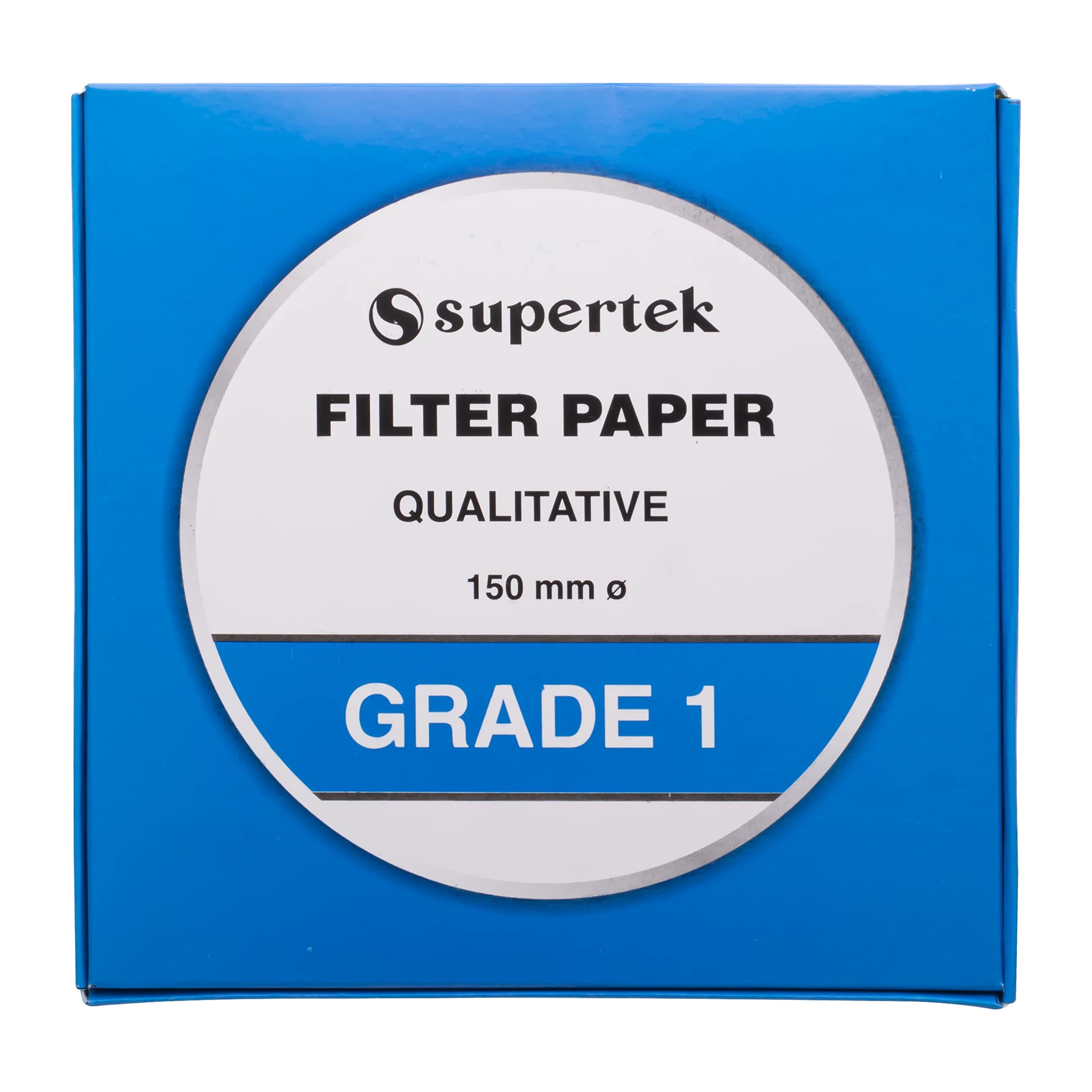 Supertek Qualitative Filter Paper Grade 1 | 150mm Diameter | White Round Filter Paper Sheets for Laboratory Use | Pack of 100 | Chemistry Lab & Science Experiments at School & College