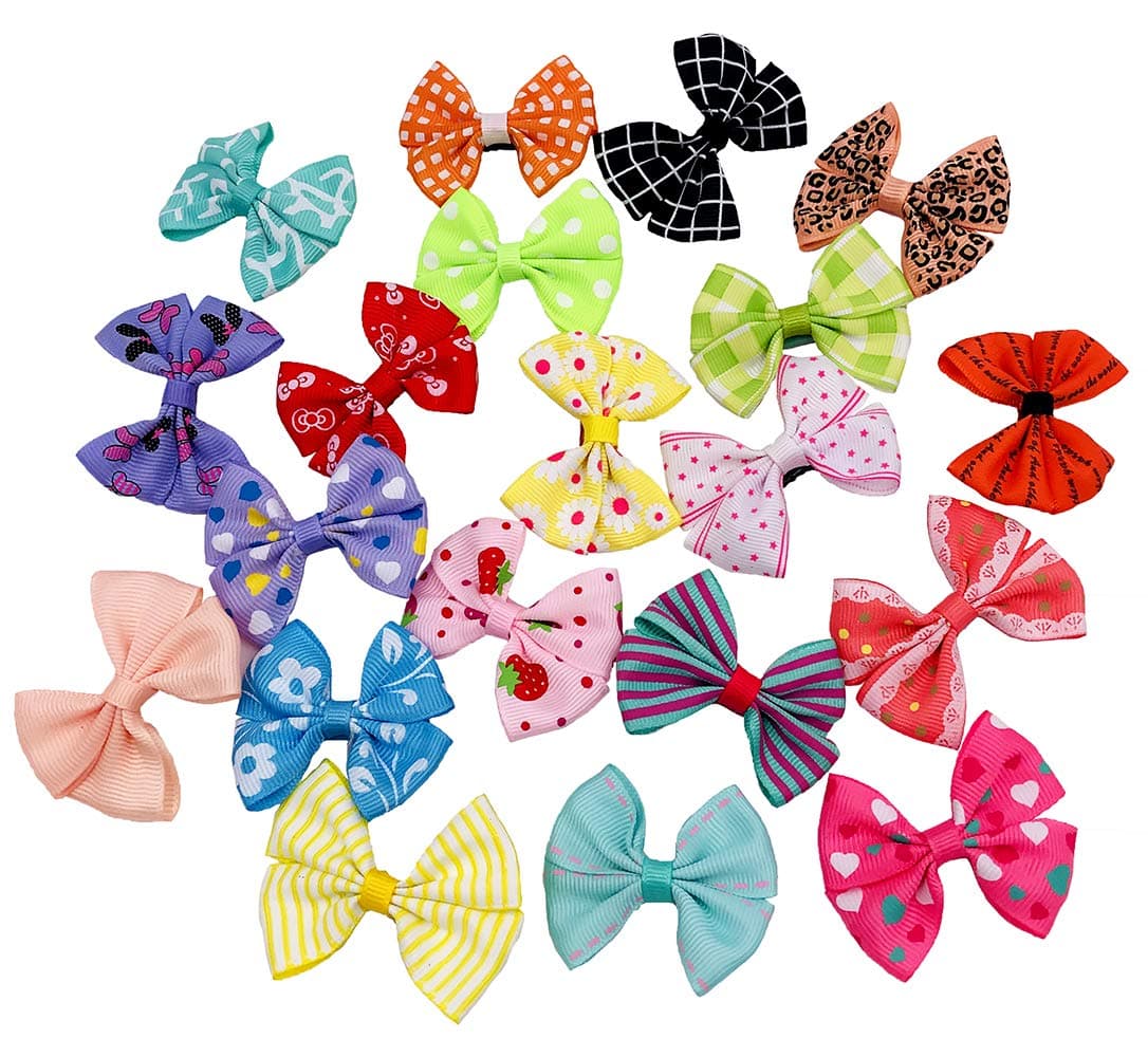 PET SHOW20pcs Dog Hair Bows with Alligator Clips for Small Medium Dogs Bowknot Hair Clips Cat Puppy Yorkshire Grooming Hair Accessories Assorted