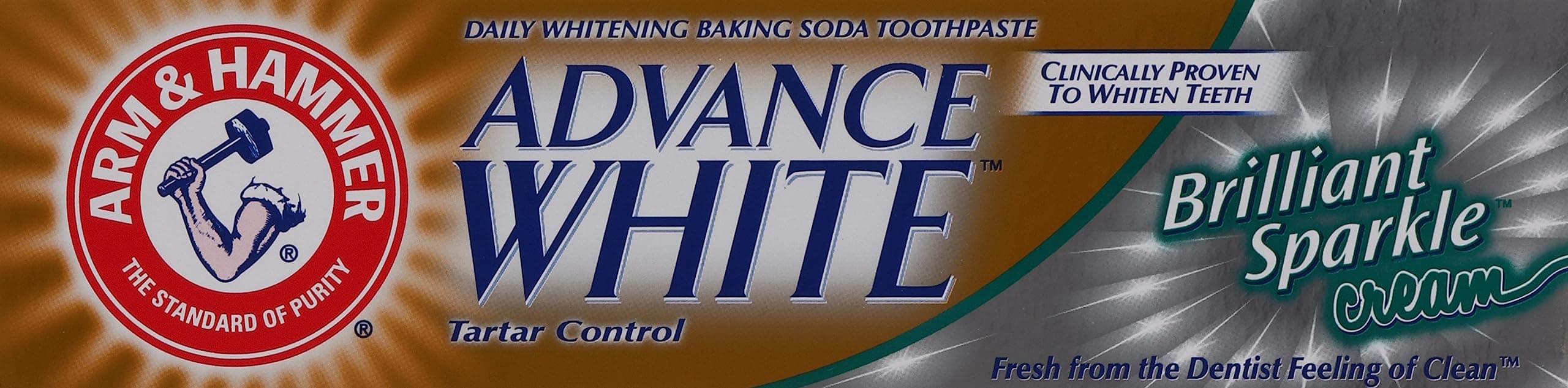 Arm & Hammer Advance White Brilliant Sparkle Cream, Tartar Control, Whitening Baking Soda Toothpaste, Clinically Proven to Whiten Teeth, 115g