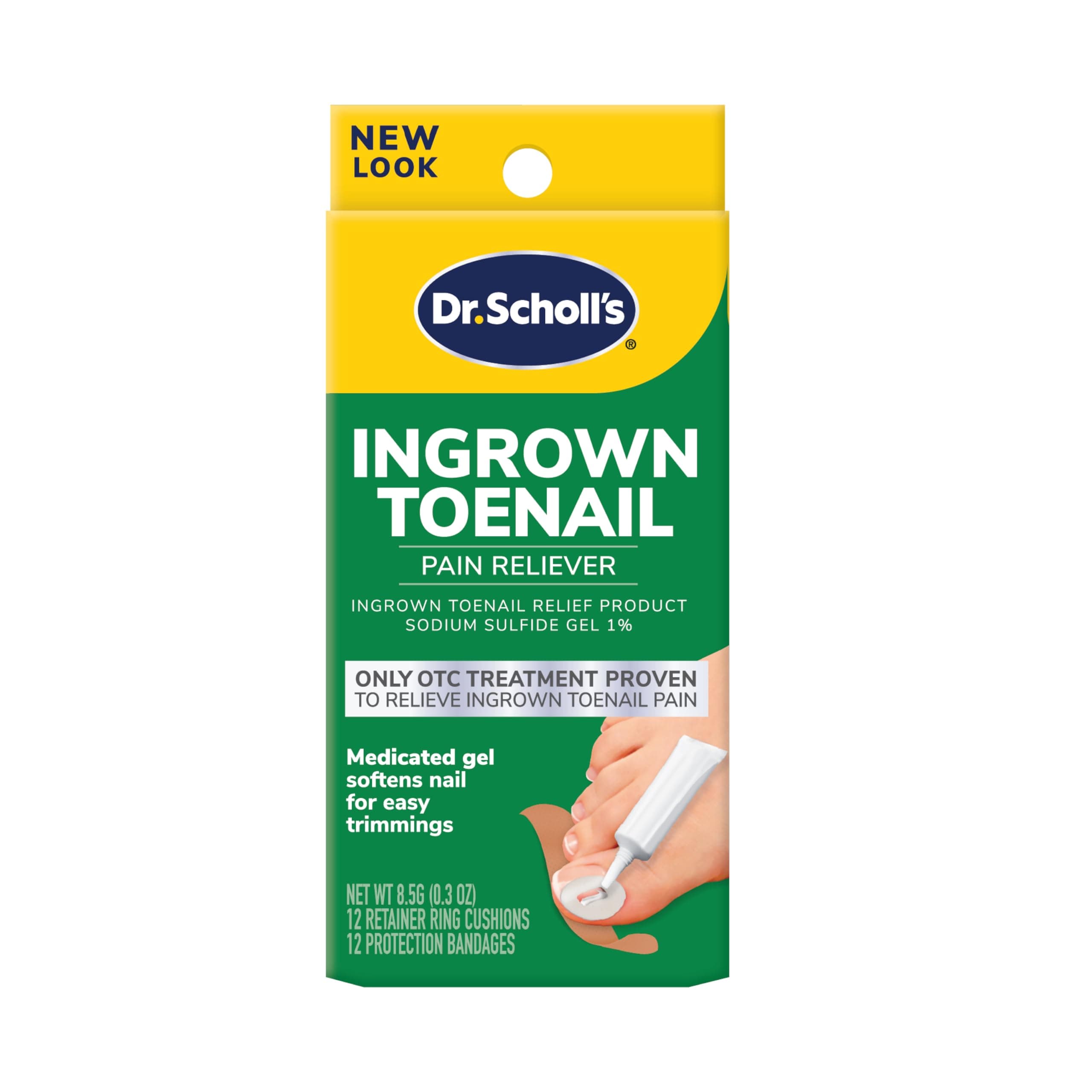 Ingrown Toenail Pain Reliever, 1 kit, (w/Gel, 12 Retainer Rings & 12 Protection Bandages)