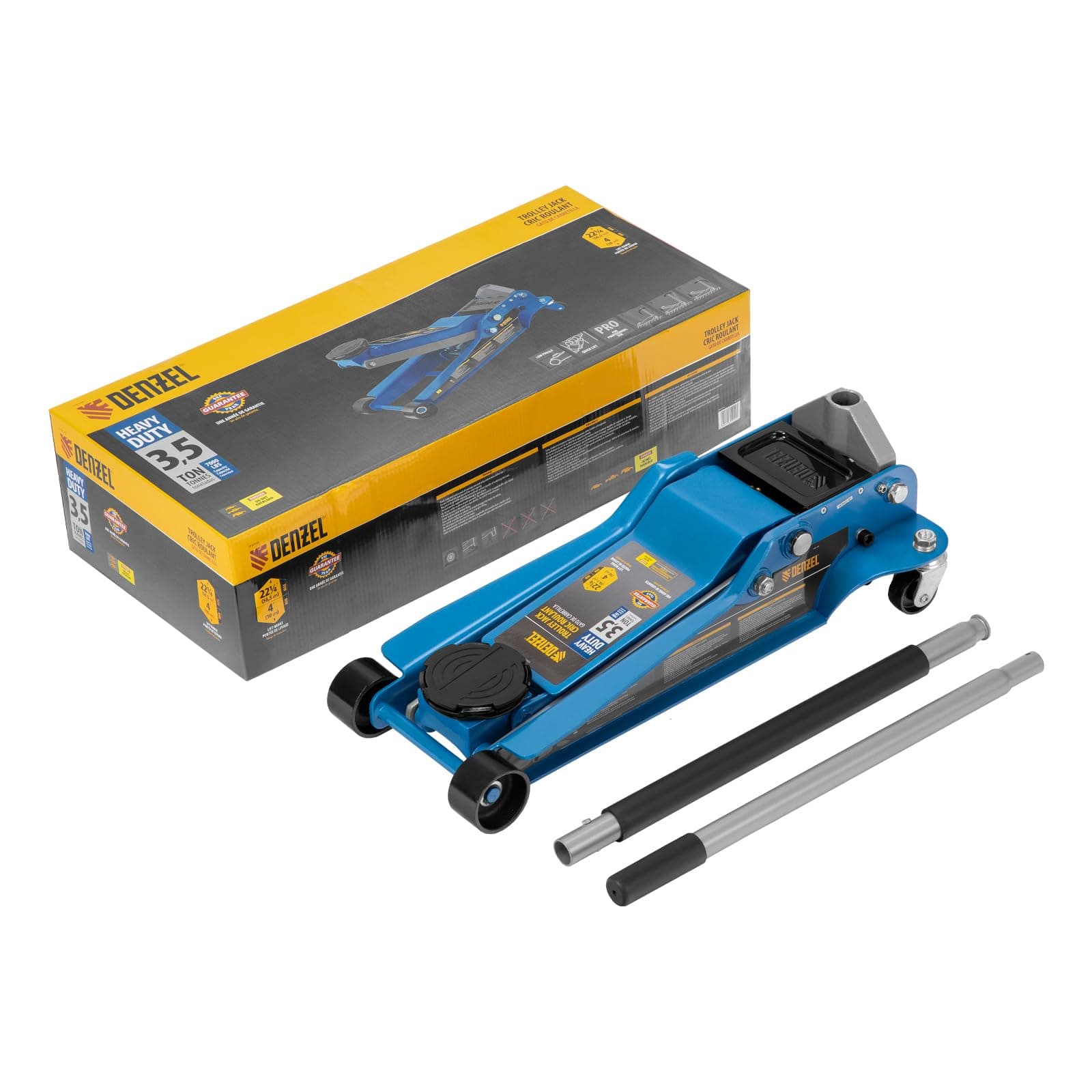 DENZEL 3.5-Ton Hydraulic Car Jack – Heavy Duty Trolley Jack with Portable Pump – Quick Lift System – Automotive Tools & Equipment for Car Repair and Maintenance