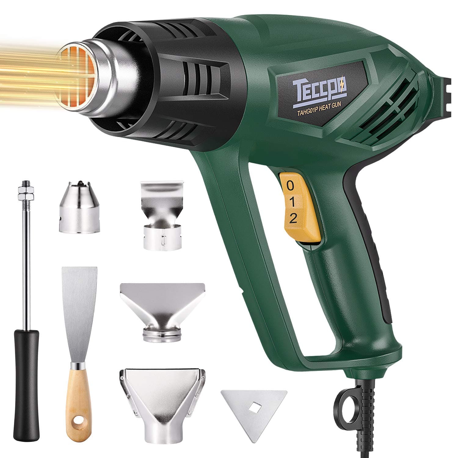 Heat Gun, TECCPO 2000W 240V Professional Hot Air Gun, Remove Paint, Varnish, Dissolve Adhesives, Shrinking PVC, Shape Plastic Tubing, 3-Temperature-Mode 50-550℃, Home Improvement Restoration