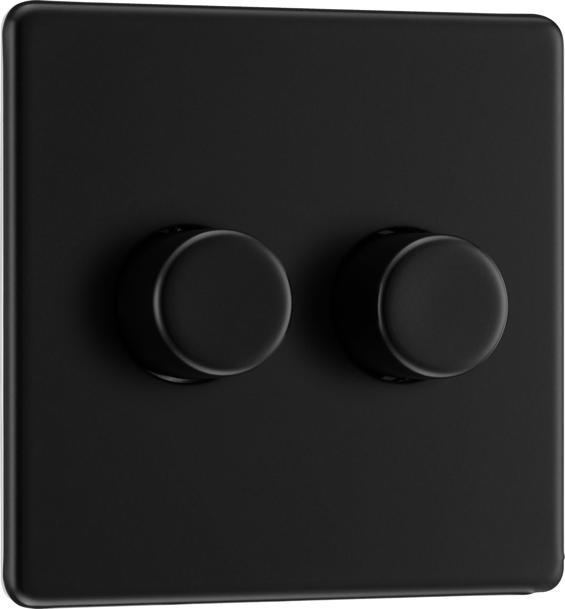 British General BG Electrical Intelligent Double Wall Dimmer Switch, 2 Way, Screwless Front Plate, Premium Flatplate, Matt Black, 200W, FFB82
