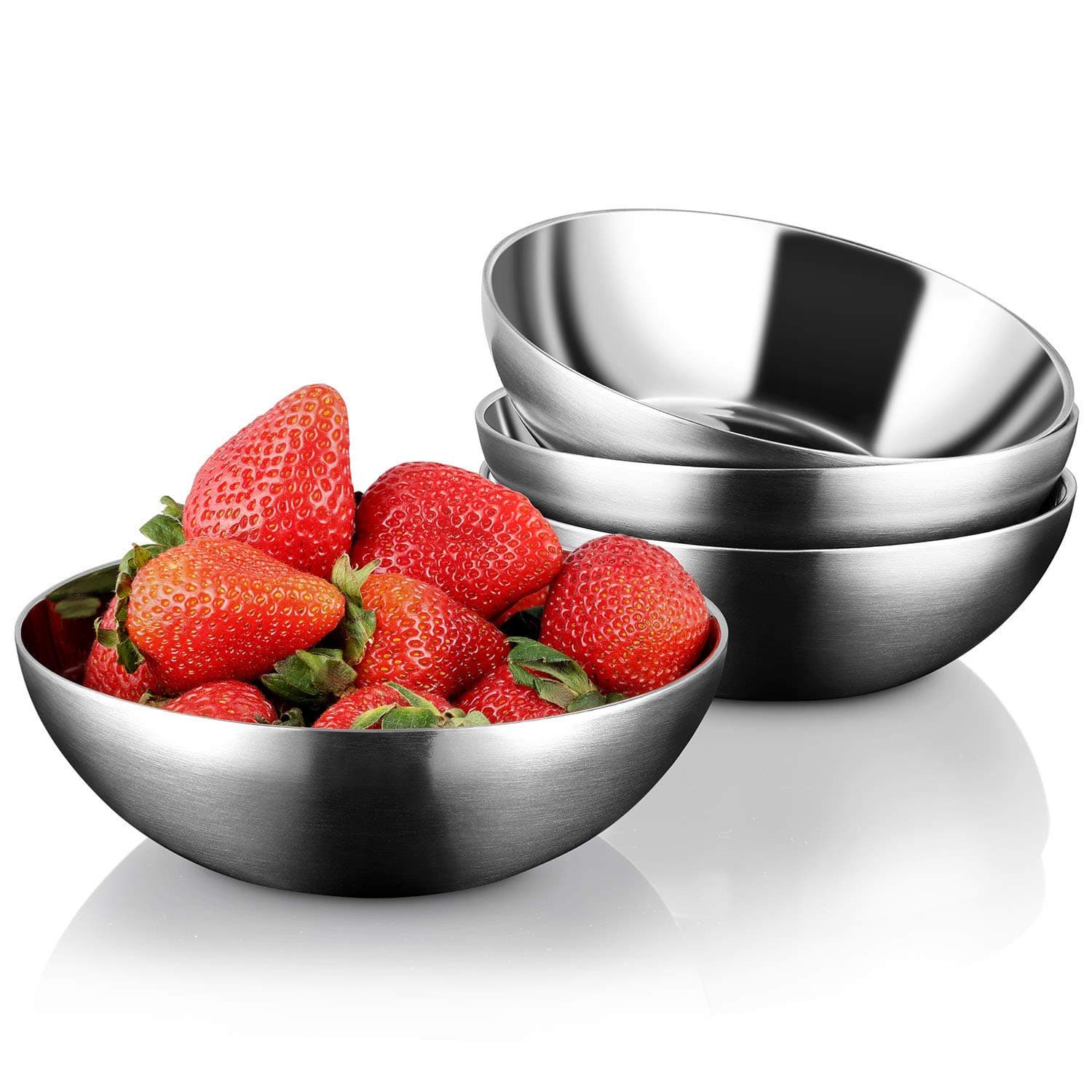 Miusco Stainless Steel Bowls, SUS304 18/8 Stainless Steel Food Grade Toddler Bowls Set, 4 Pack Stainless Steel Mixing Bowls, Non Toxic BPA Free Bowls for Kids, 14.5 Oz