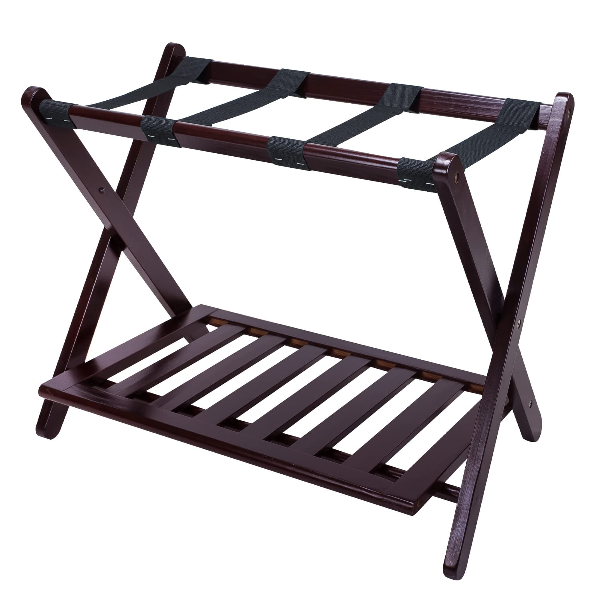 Casual Home Luggage Rack with Shelf, Espresso