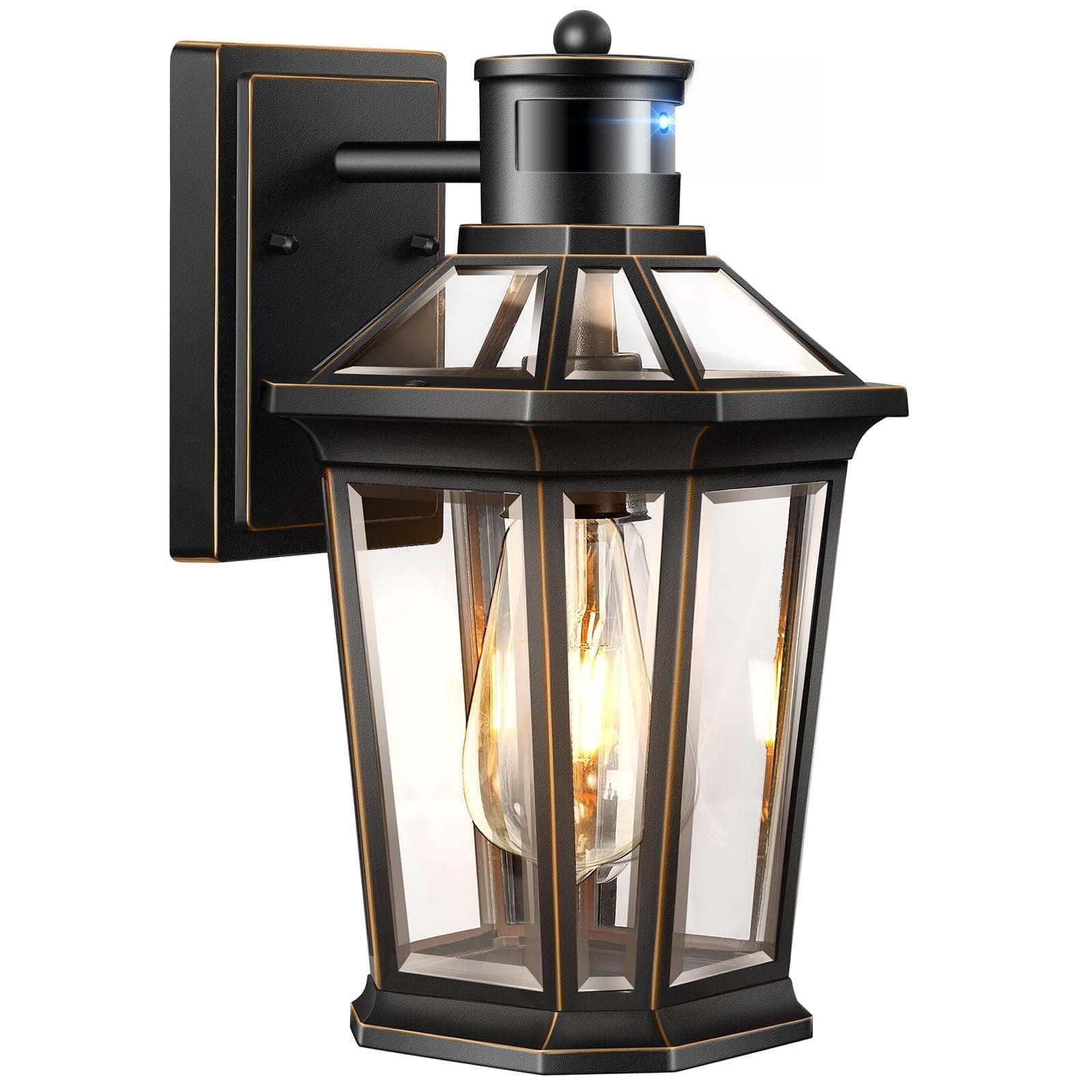 VIANIS Motion Sensor Outdoor Wall Lantern, Black Waterproof Dusk to Dawn LED Exterior Wall Sconce, Anti-Rust Aluminum Modern Outdoor Lights Fixtures Wall Mount for Porch, Entryway, Garage, Front Door