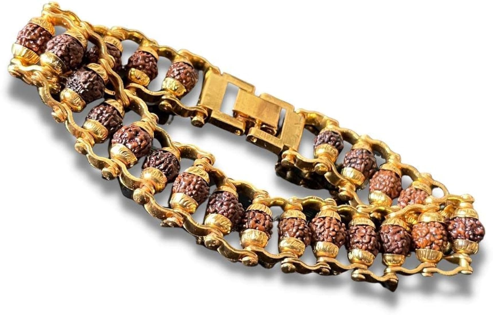 Shree Shyam Gems And Jewellery Brass Gold Plated Rudraksha Bracelet for Men and Women (Brown)