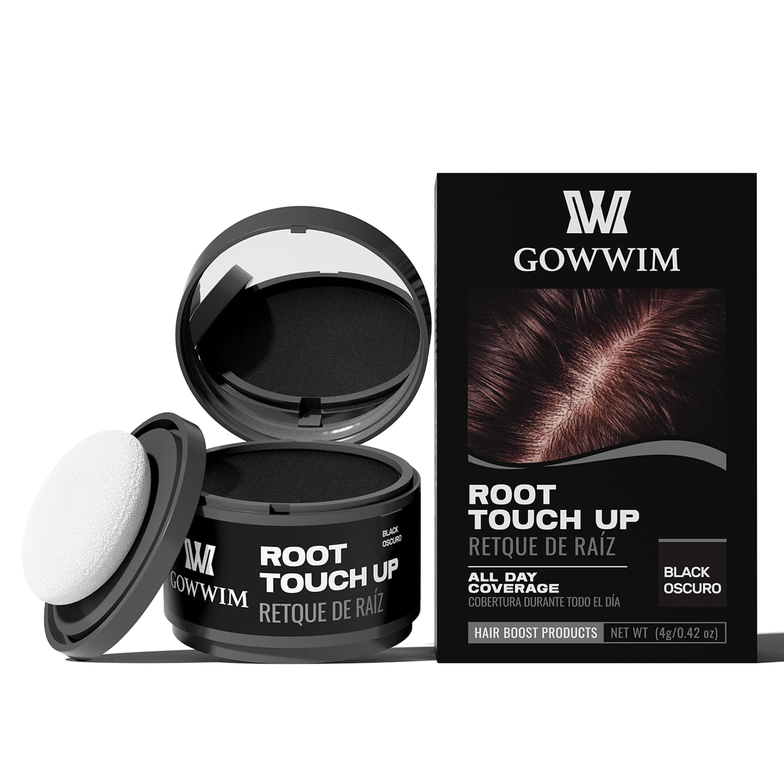 MuChely (Black) - Hairline Powder, Hair Root Dye, Instantly Hair Colour Shadow Cover Grey Hair Root, Hair Touch-Up, Thin Hair Powder 4g