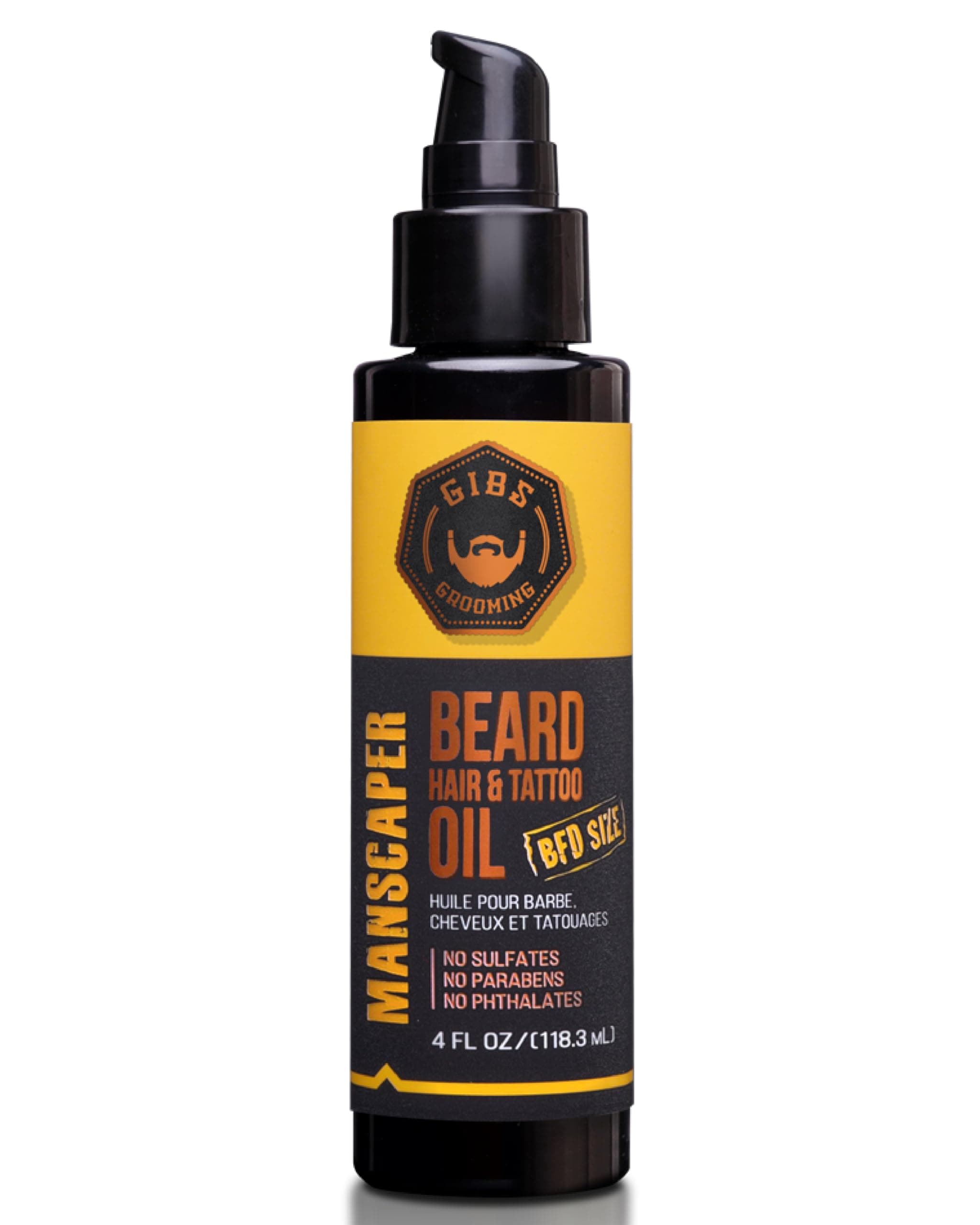 GIBS Beard, Hair & Tattoo Oil - Softens & Strengthens Beard Growth, Moisturizes Skin (4 Scents, 2 Sizes)