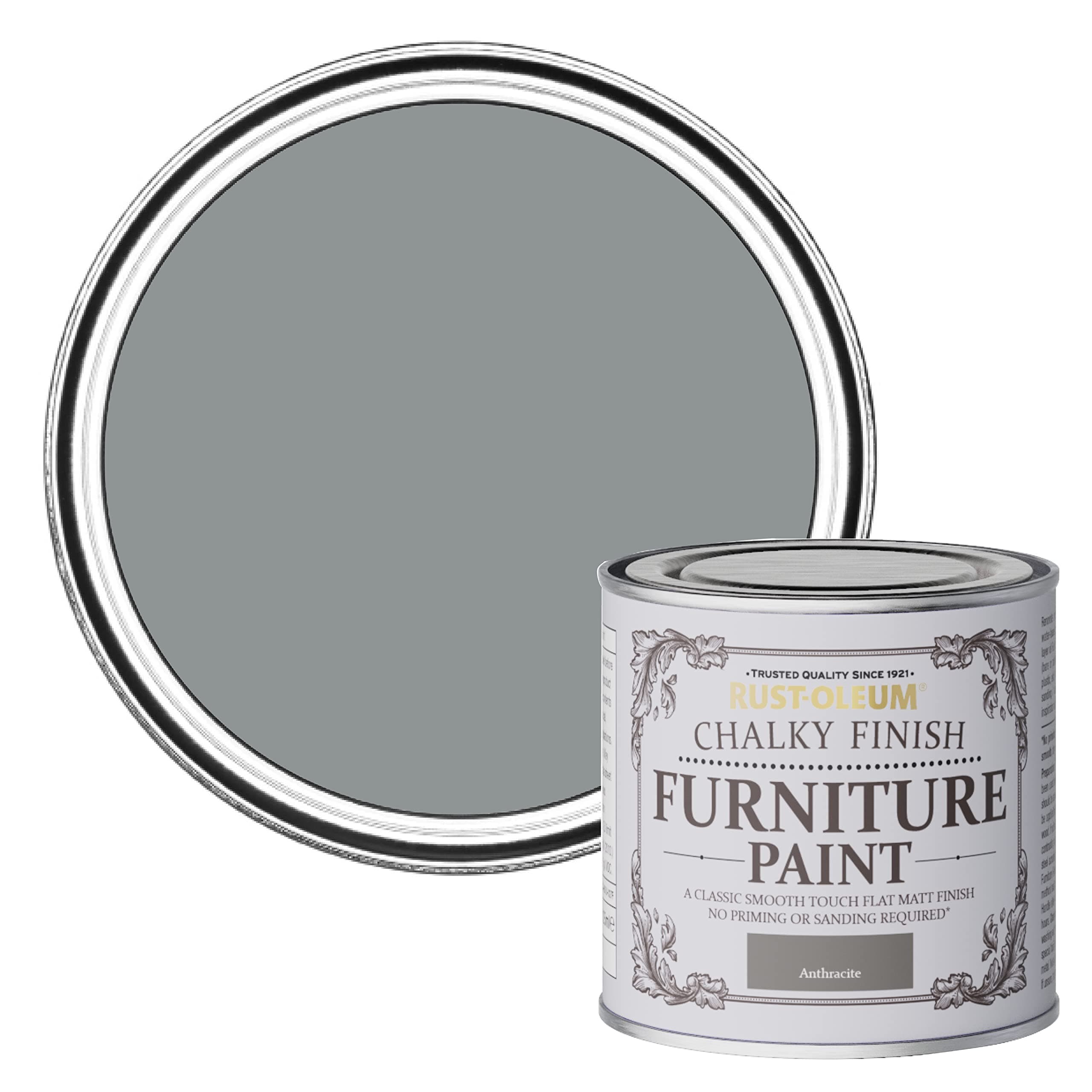 Mid Grey Chalky Furniture Paint in Anthracite - 125 ml