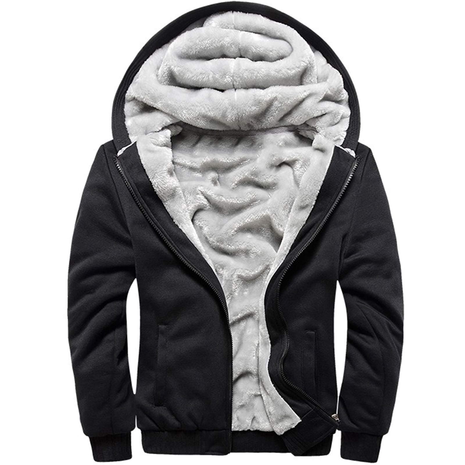 Men's Pullover Winter Workout Fleece Hoodie Jackets Full Zip Wool Warm Thick Coats