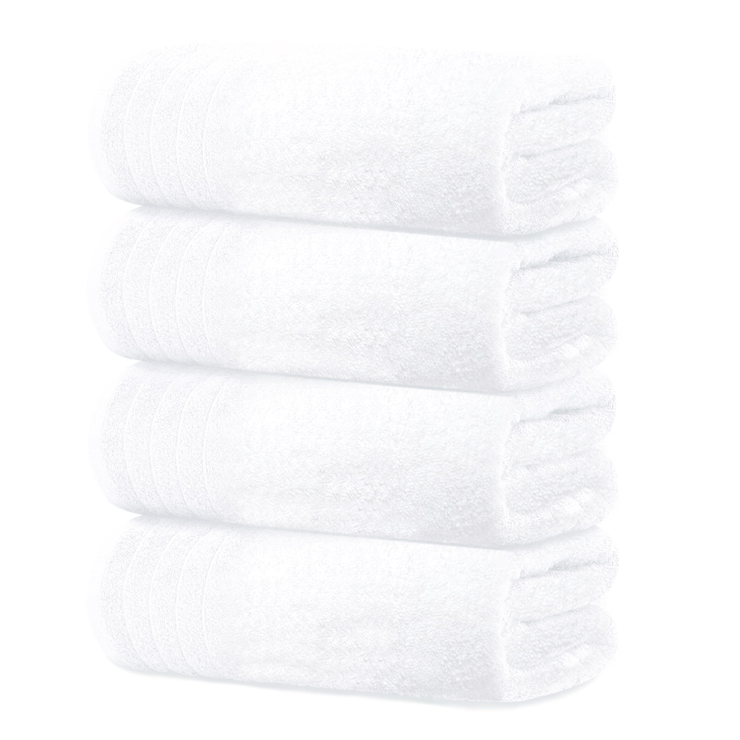 Tens Towels Pack of 4 Extra Large Bath Towels 30 x 60 Inches, 100% Cotton, Larger & Lighter Weight, Quicker to Dry, Super Soft and Absorbent, Perfect for Bathroom, White