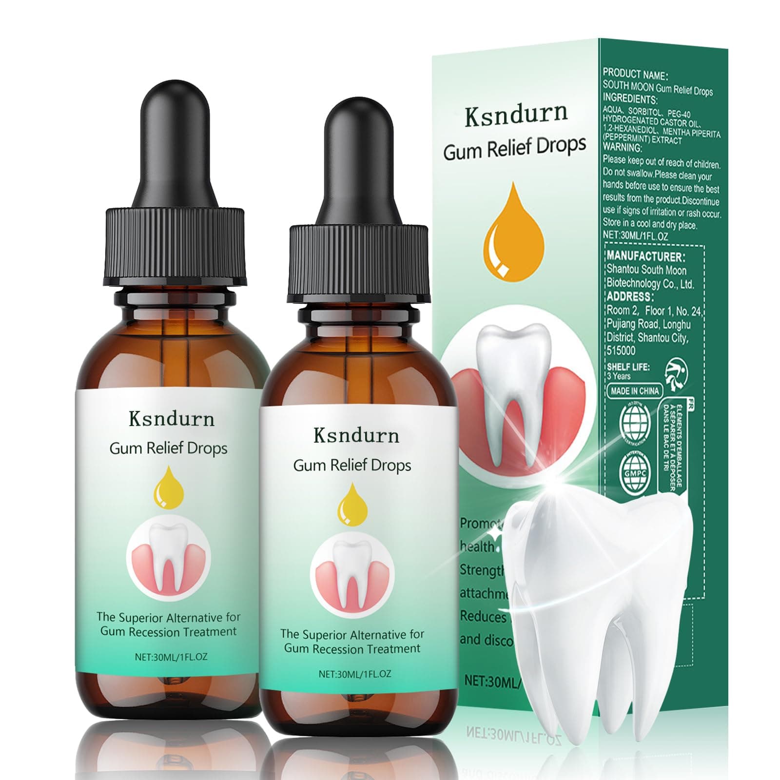 2Pcs Gum Regrowth Drops, Gum Therapy Gel, Natural Gum Restore Plus Liquid Drops Mouthwash - Repair for Receding Gums, Treatment for Gum Health