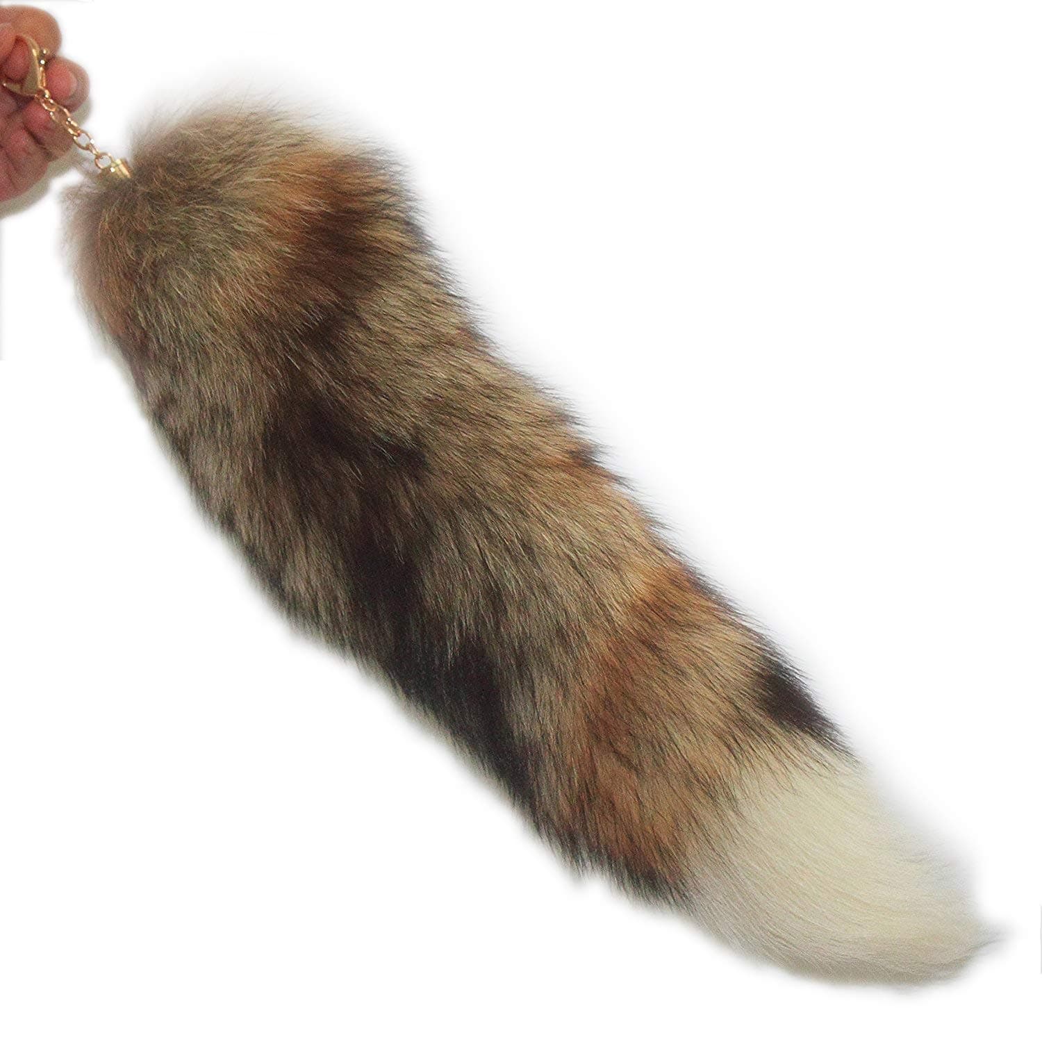 15-16in Authentic Swift Fox Tail Fur Clip On Handbag Accessories Key Chain Ring Hook Tassels Natural Color Grassland Fox Vulpes Velox Cosplay