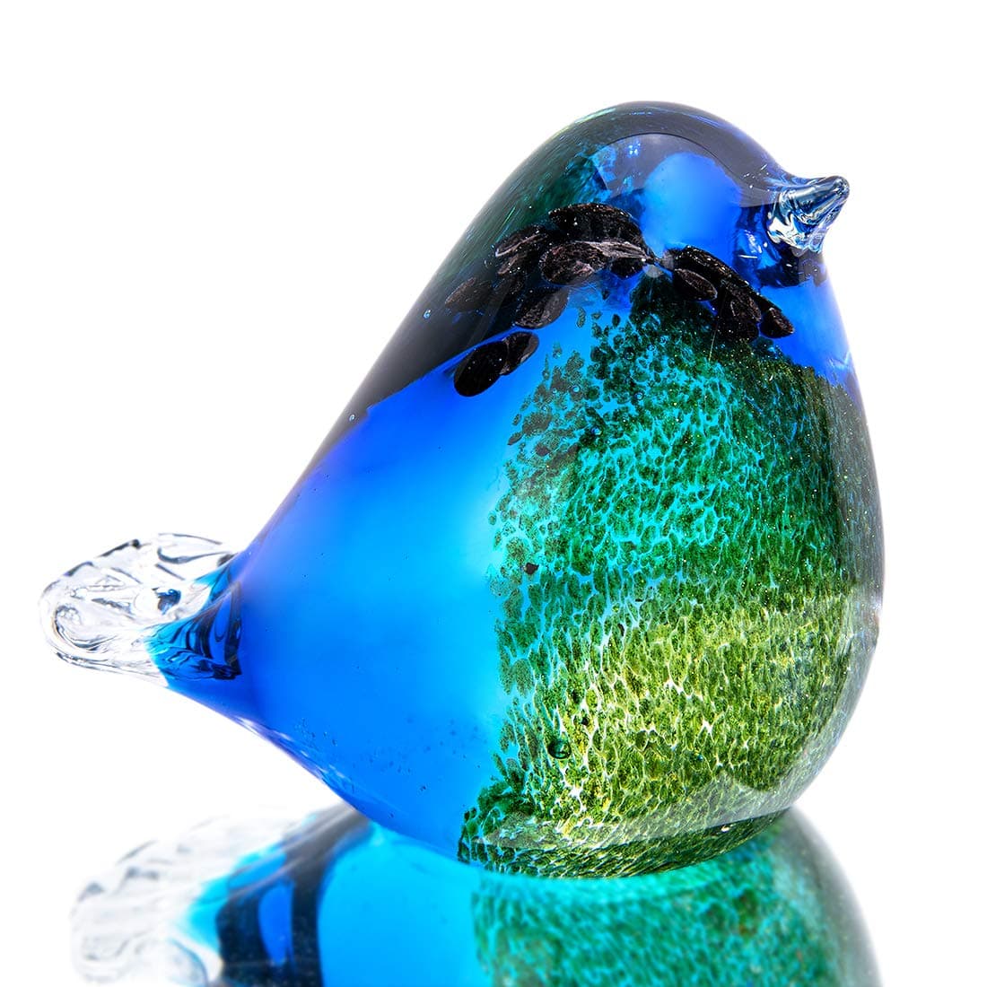QFkris Qf 4" Glass Bird Handmade Blown Glass Figurine Christmas, Birthday Gift Decorative Ornaments for Home Blue and Green Paper Weight