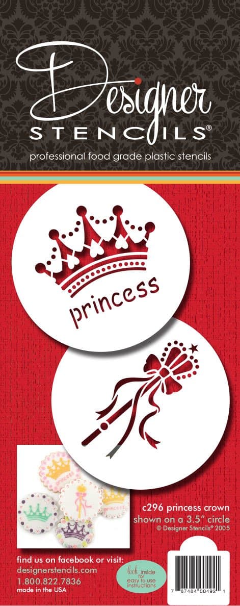 Designer StencilsC296 Princess Crown Cake Stencil, Beige/semi-transparent
