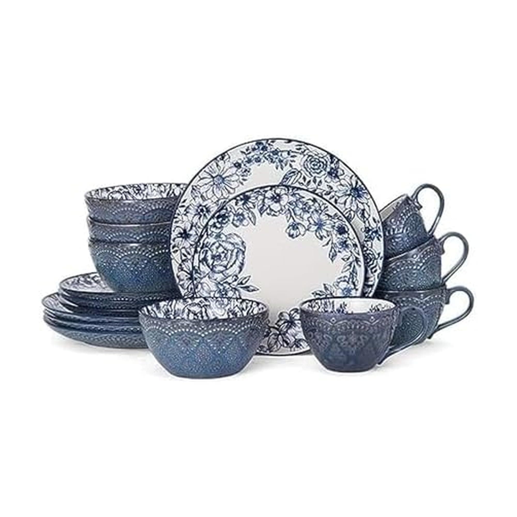 Pfaltzgraff 5216941 Gabriela Blue 16-Piece Dinnerware Set, Service for 4 5216941