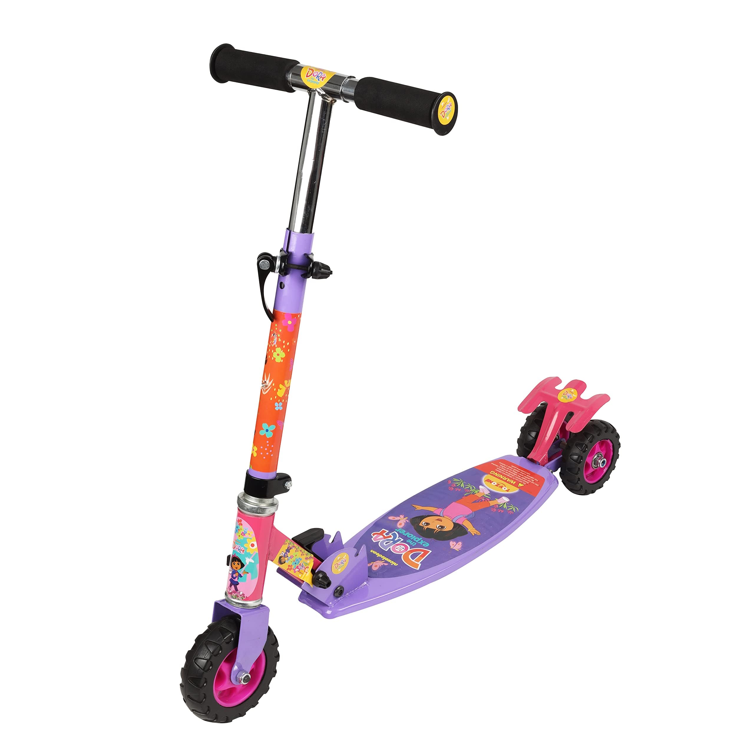TOY ZONE Scooter Oval -Kids Skate Ride on|Smart Kick Scooter|Adjustable Height and Rear Brake|Foldable Scooter|for Kids Age 6+ Years (Dora Scooter Oval), Multicolor