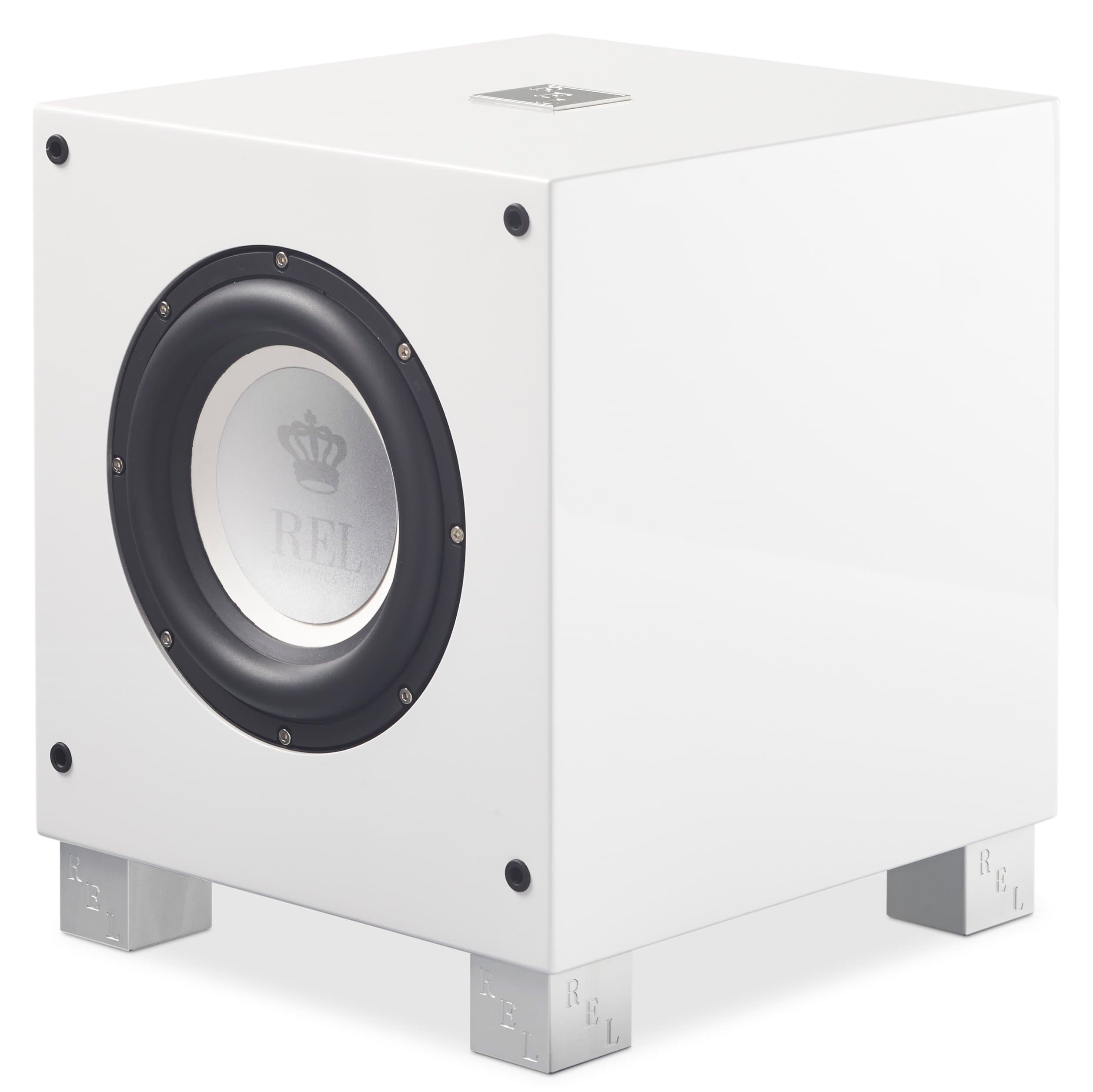 REL Acoustics T/7i Subwoofer, 8 inch Front-Firing Driver, Arrow™ Wireless Port, High Gloss White