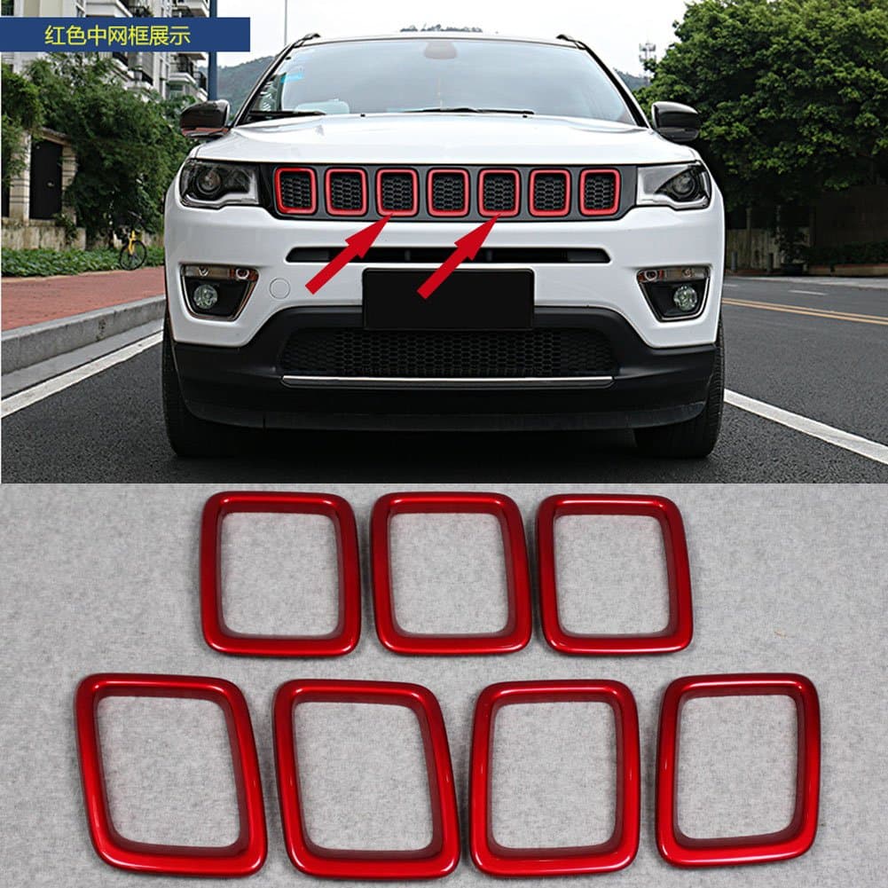 for Jeep 2017 2018 2019 New Compass Front Grill Grille Cover Trims Red