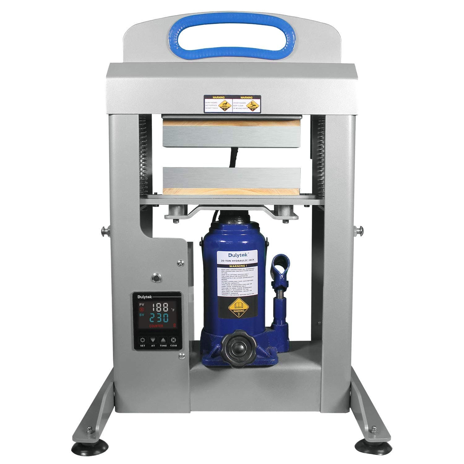 DHP20 Hydraulic Heat Press Machine, 20-Ton Pressing Force, Dual Heat 3" x 8" Plates, Touch-Screen Control Panel