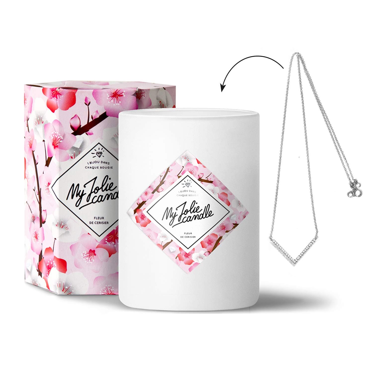 Jewellery Candle - Cherry Blossom Scent – with Hidden Necklace