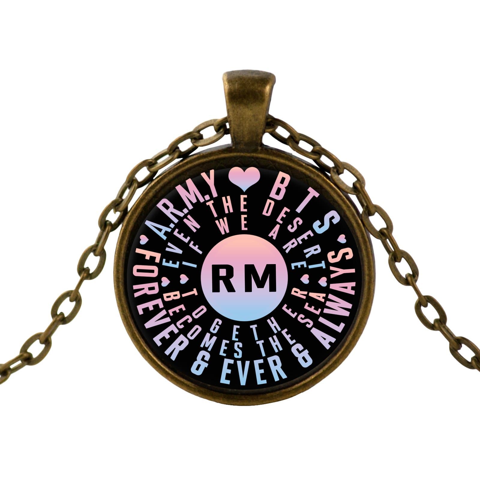 Ceqstar A.R.M.Y Love BTS Forever and Always (RM) - 18” Adjustable Chain Necklace (Necklace - Antique Bass)