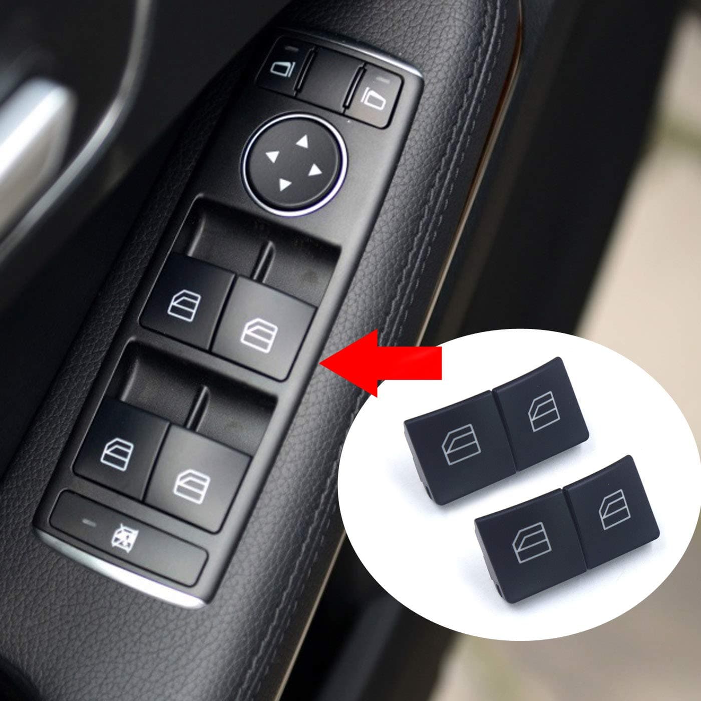RuiWen Power Window Control Switch Button Compatible with Benz W246 W242 W212 A207 C207 S212 E200 E250 E300 E350 B220 B180 B250 (4PCS)