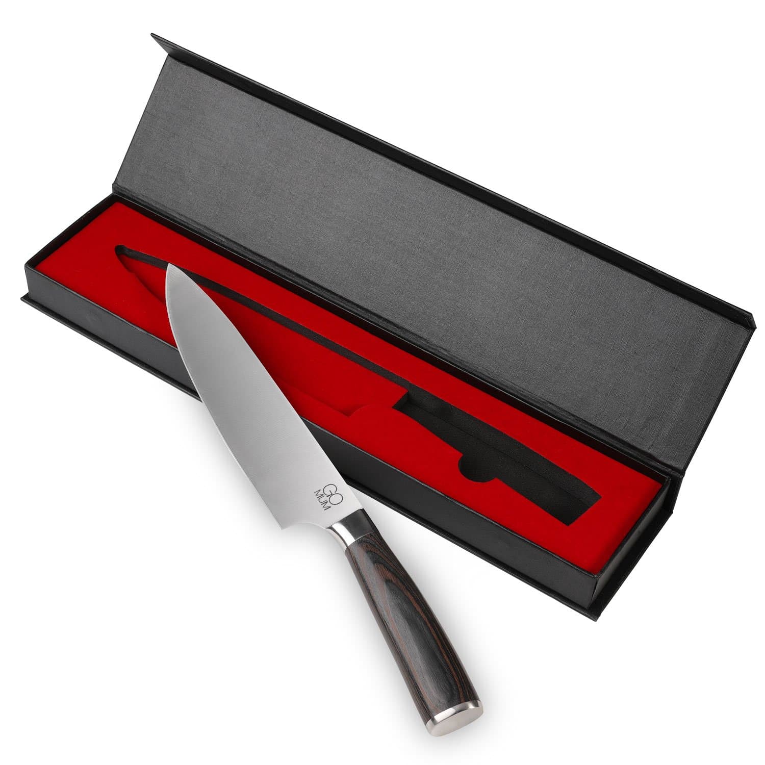 GOMUM Multipurpose Kitchen Chef Knife, 8-inch Chef's Knife High Carbon Stainless Steel Professional Sharp Kitchen Cooking Cutting Knife with Gift Box, Ergonomic Pakka Wood Handle