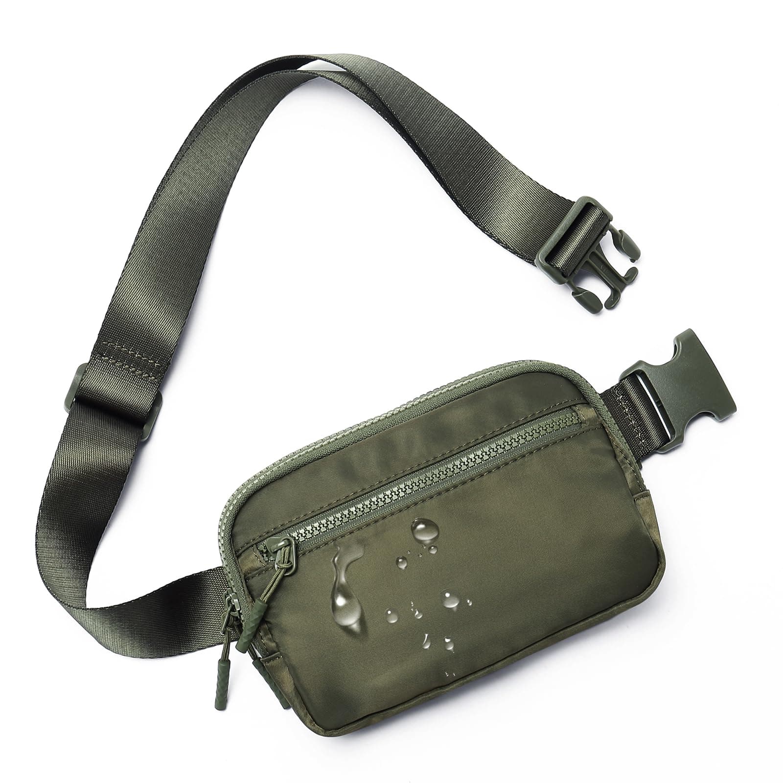 WESTBRONCO Fanny Packs for Women Men, Belt Bag with 4 Zipper Pockets, Fashion Waist Packs, Lightweight Crossbody Bags with Adjustable Strap for Workout/Running/Hiking (Green)