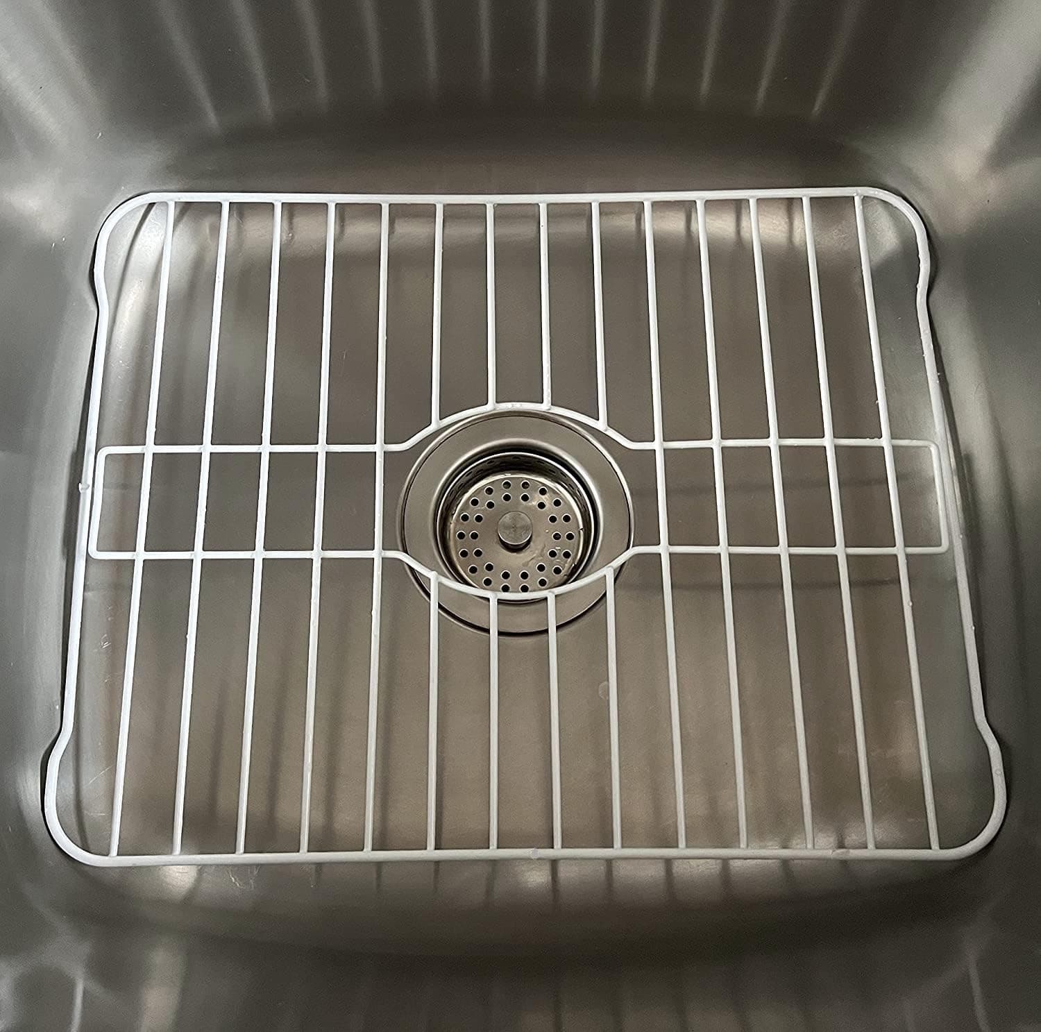 SOFINNI Sink Protectors for Kitchen Sink Bottom with White Coating Sink Grate Insert Grid Sink Bowl Drying Rack Steel Medium (12.5" x 16.25")