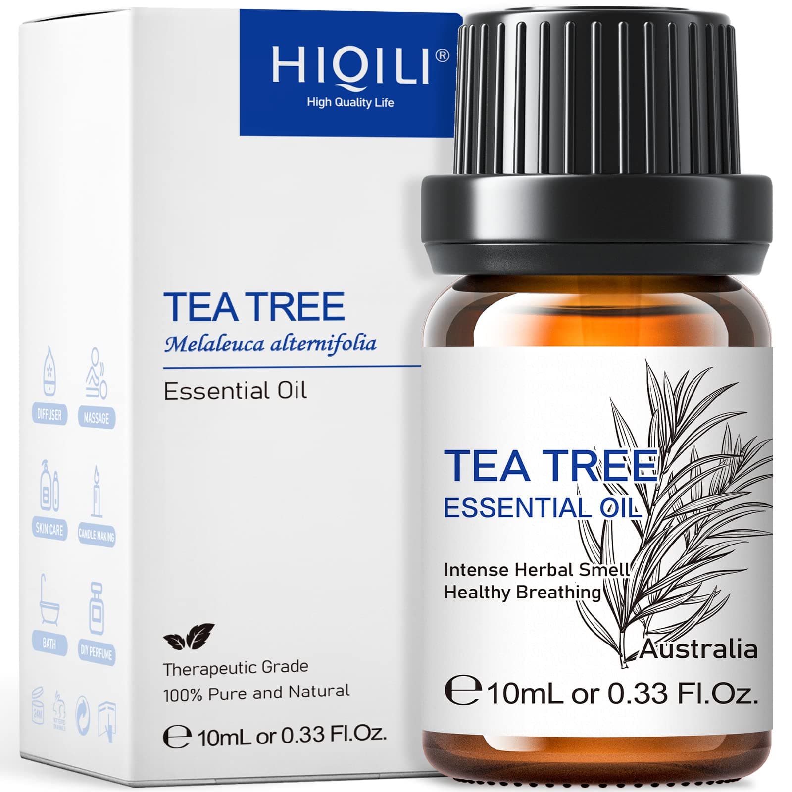 HIQILI Tea Tree Oil, for Toenail Fungus, Hair Growth,Add to Shampoo, Conditioner, Shower gel-10ml