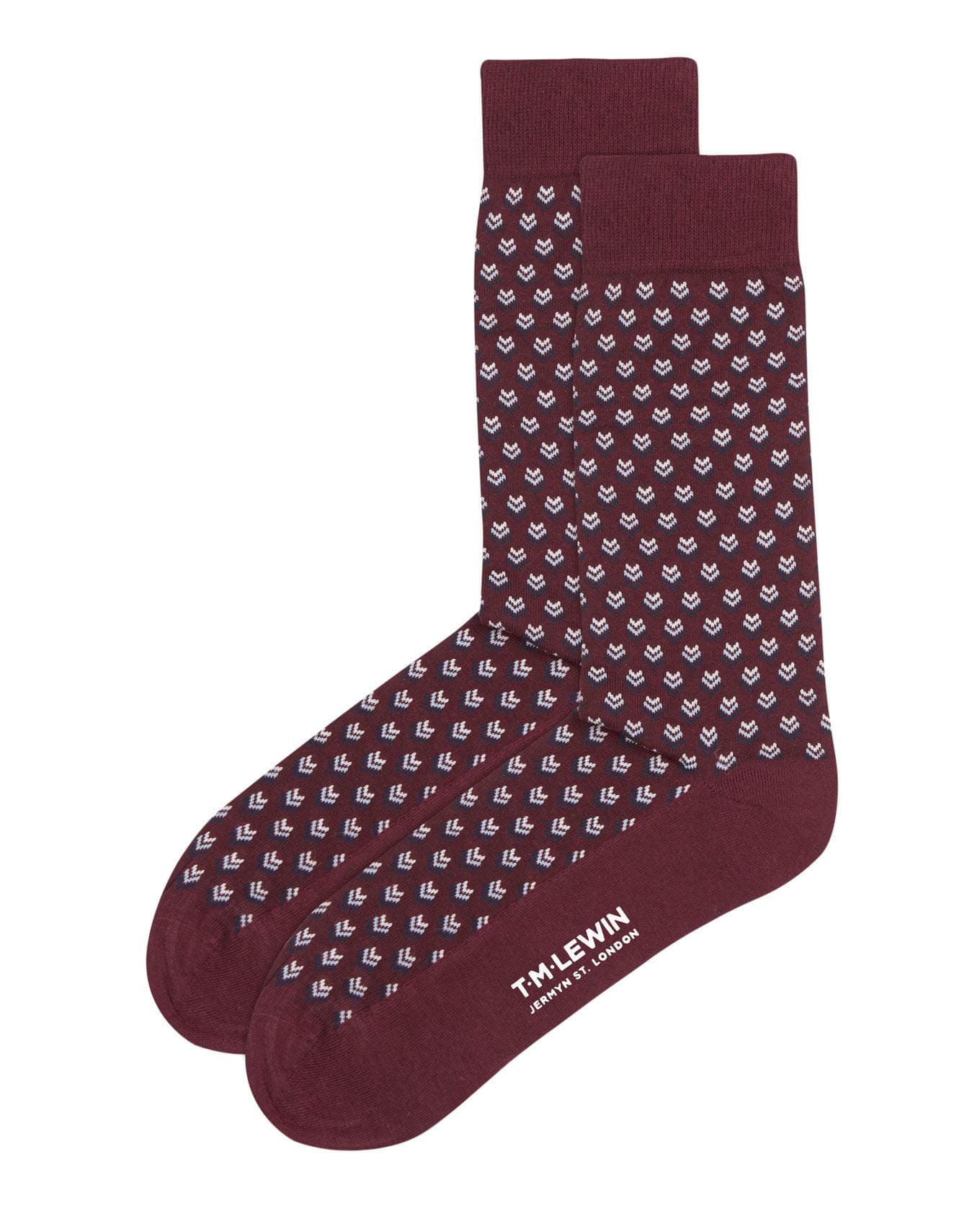 T.M.Lewin Jermyn St. London 62284 Triple V Burgundy Socks