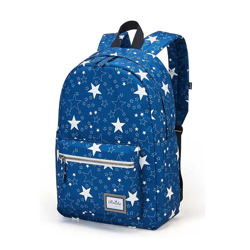 School Bag for Teen Girls Stars Pattern Print Backpack Lightweight Bags for Women (Blue)
