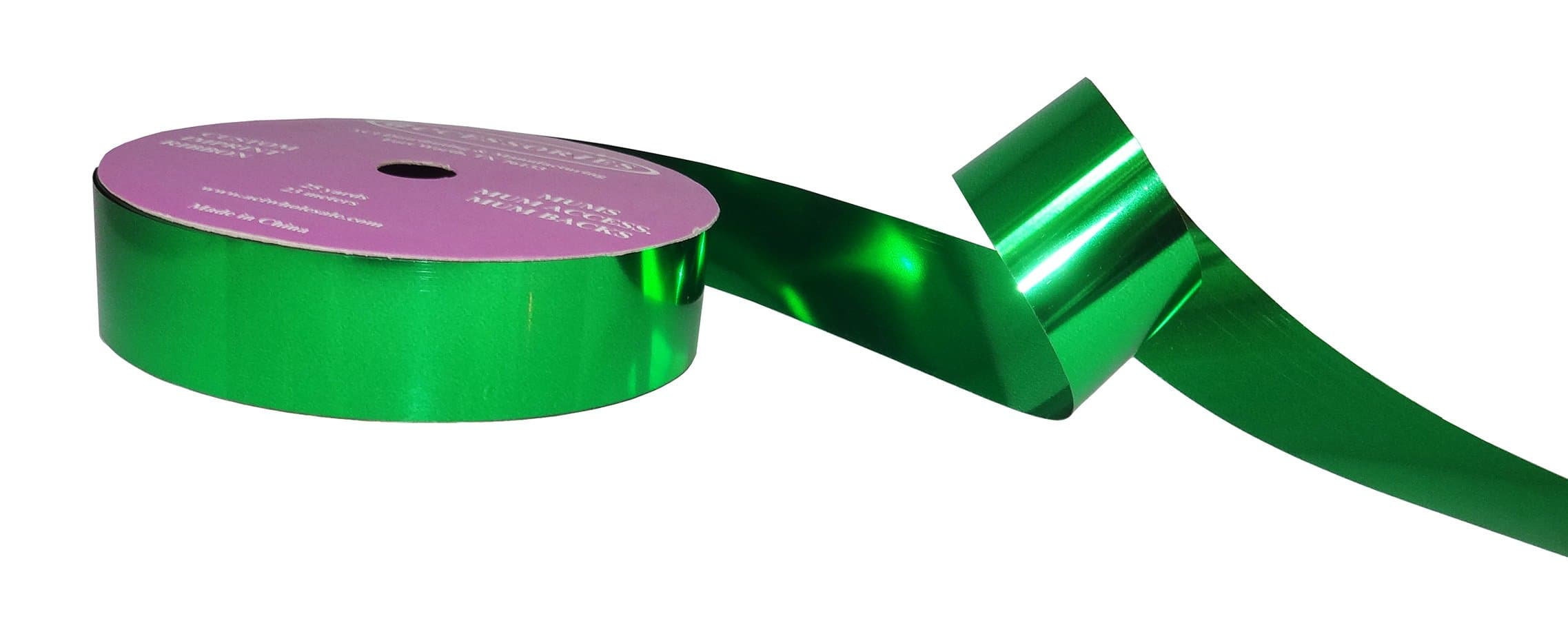 ACI PARTY AND SPIRIT ACCESSORIES Metallic Mylar Ribbon Size, 5, 25 yd. Roll, Green