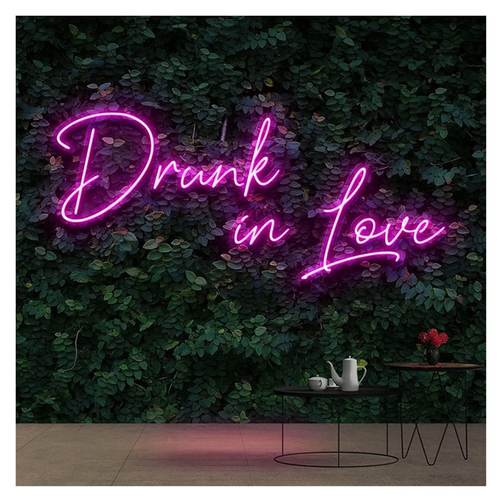 Natuogo Gn shop Customize Drunk In Love Neon Sign,Dimmable LED Neon Signs Light for Wedding Marriage Party Home Decor Bar Store (Color : Pink, Size : Width 70cm)